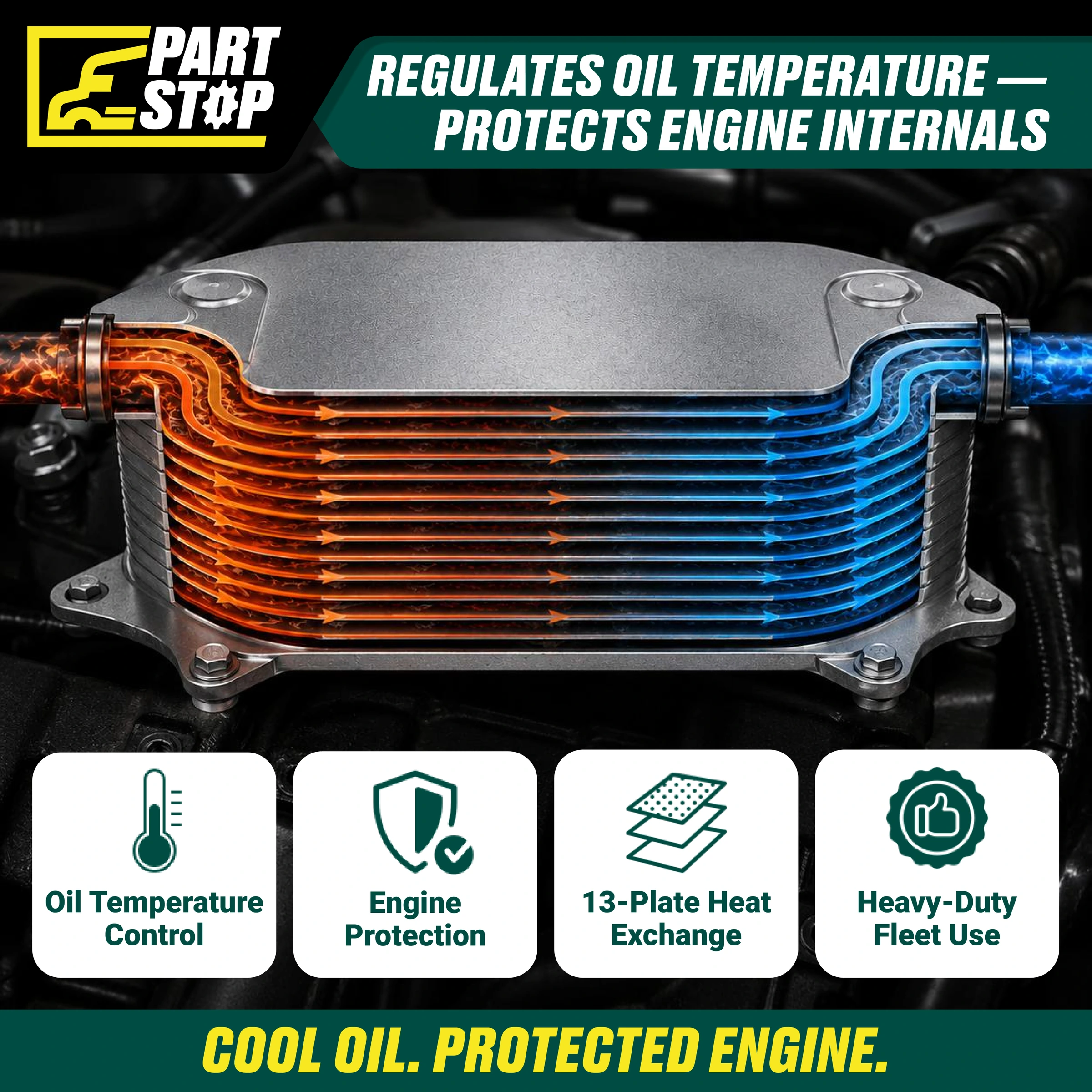 A4711800865 Engine Oil Cooler Fits Freightliner Cascadia DD13 DD15 13 Plate — infographic
