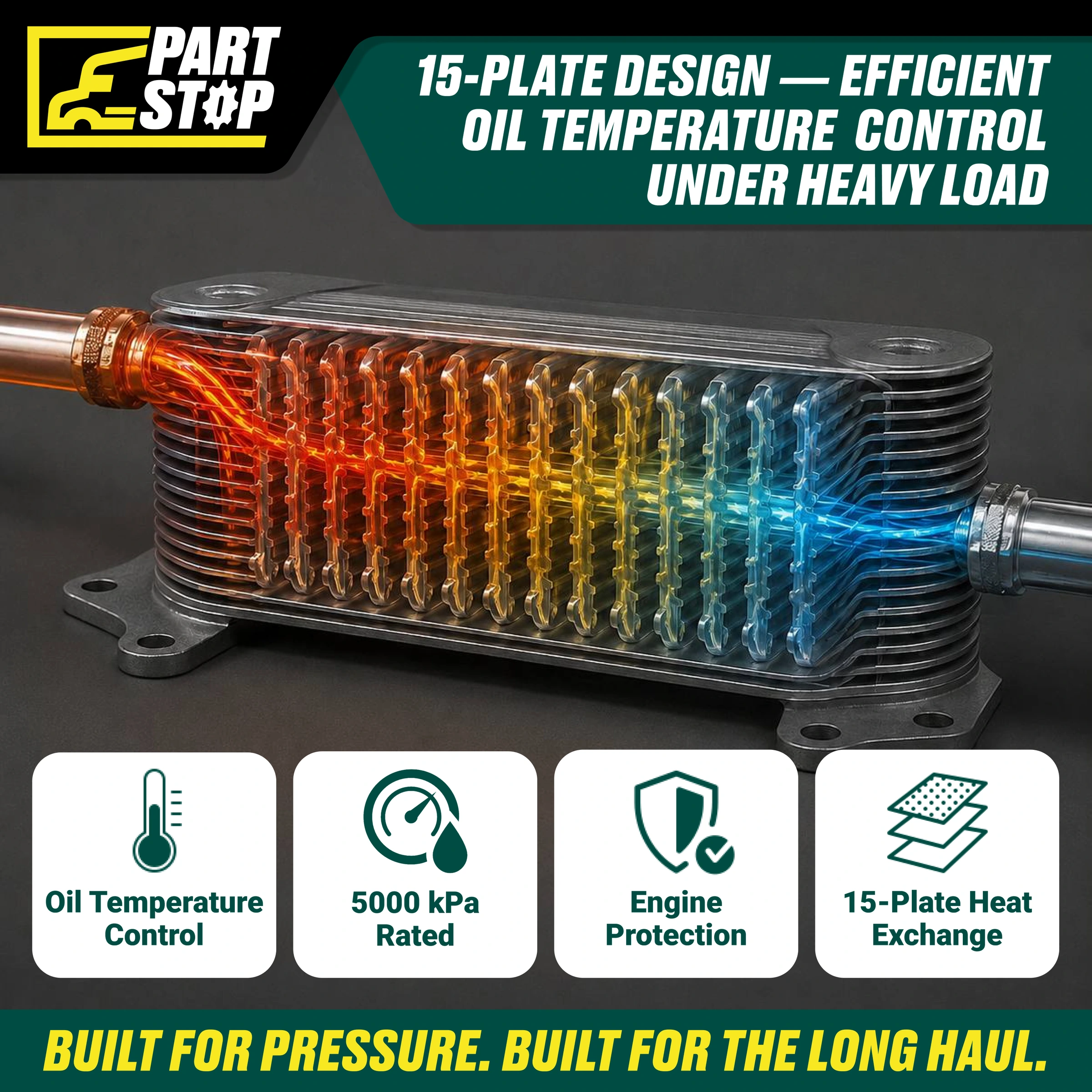 A4721800965 Oil Cooler Fits Freightliner Cascadia DD13 DD15 DD16 — infographic