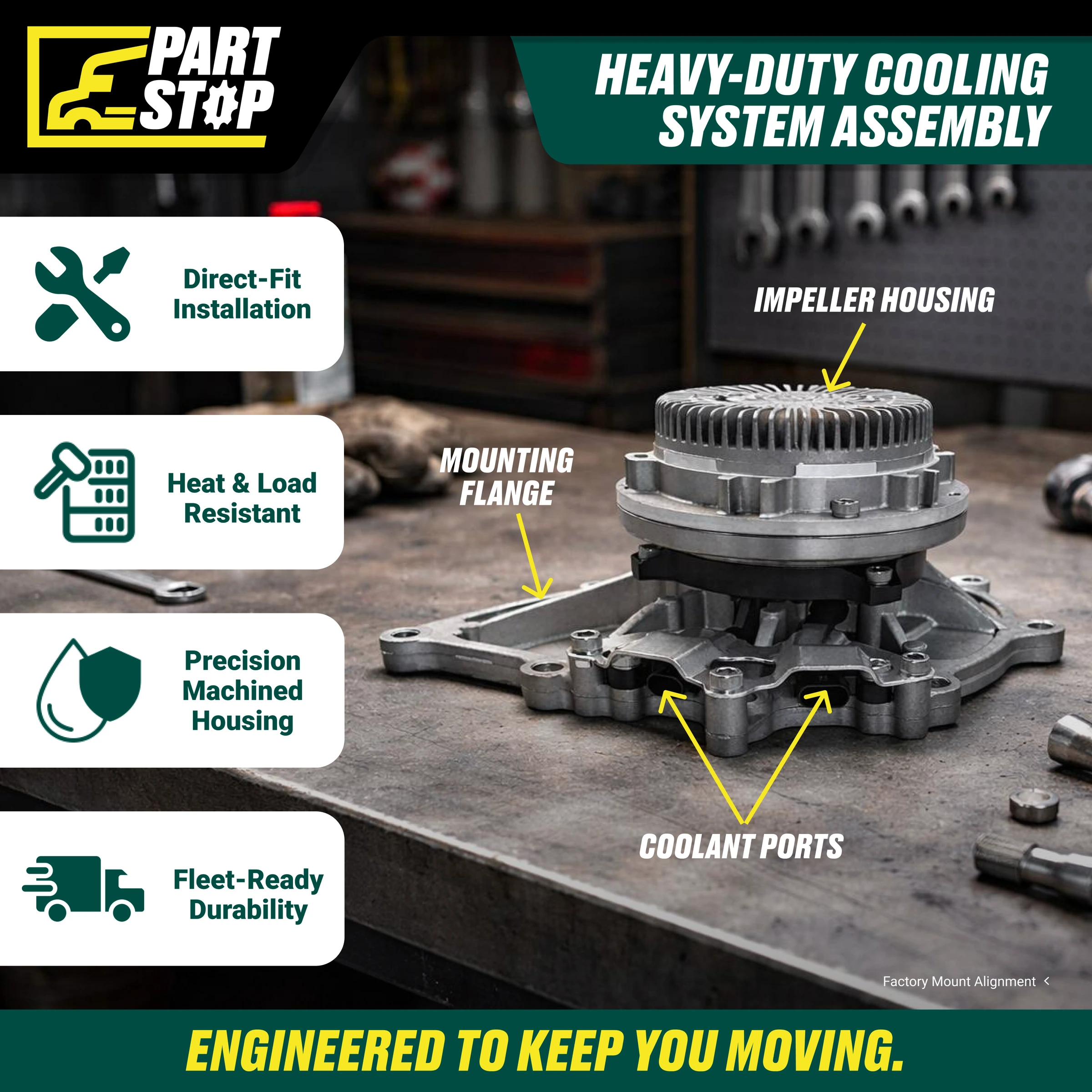 Water Pump for Freightliner Cascadia Western Star Heavy-Duty EA4712001101 — infographic