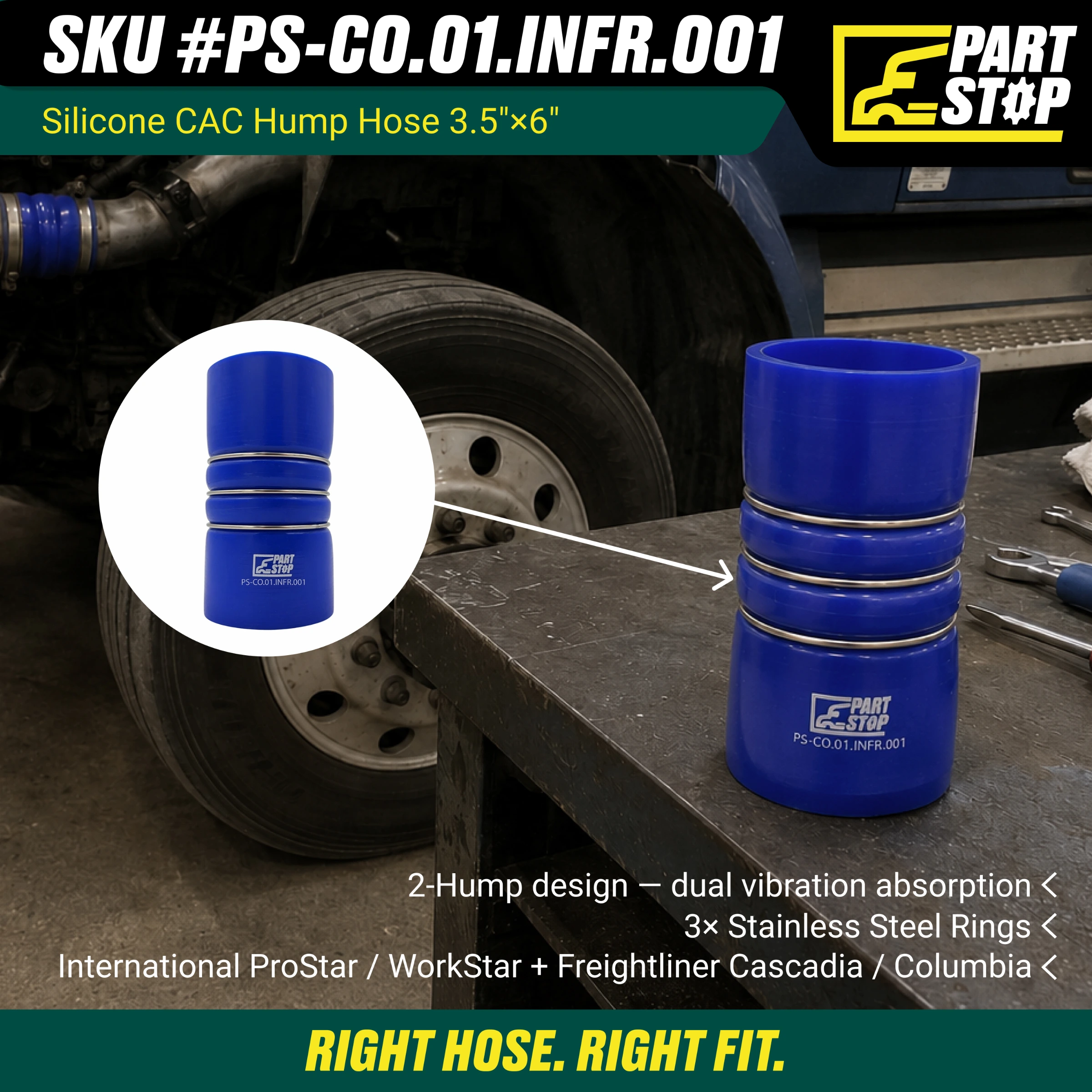 3543544C1 Coolant Hose International Freightliner 561.16350 77530001 203322042 — infographic