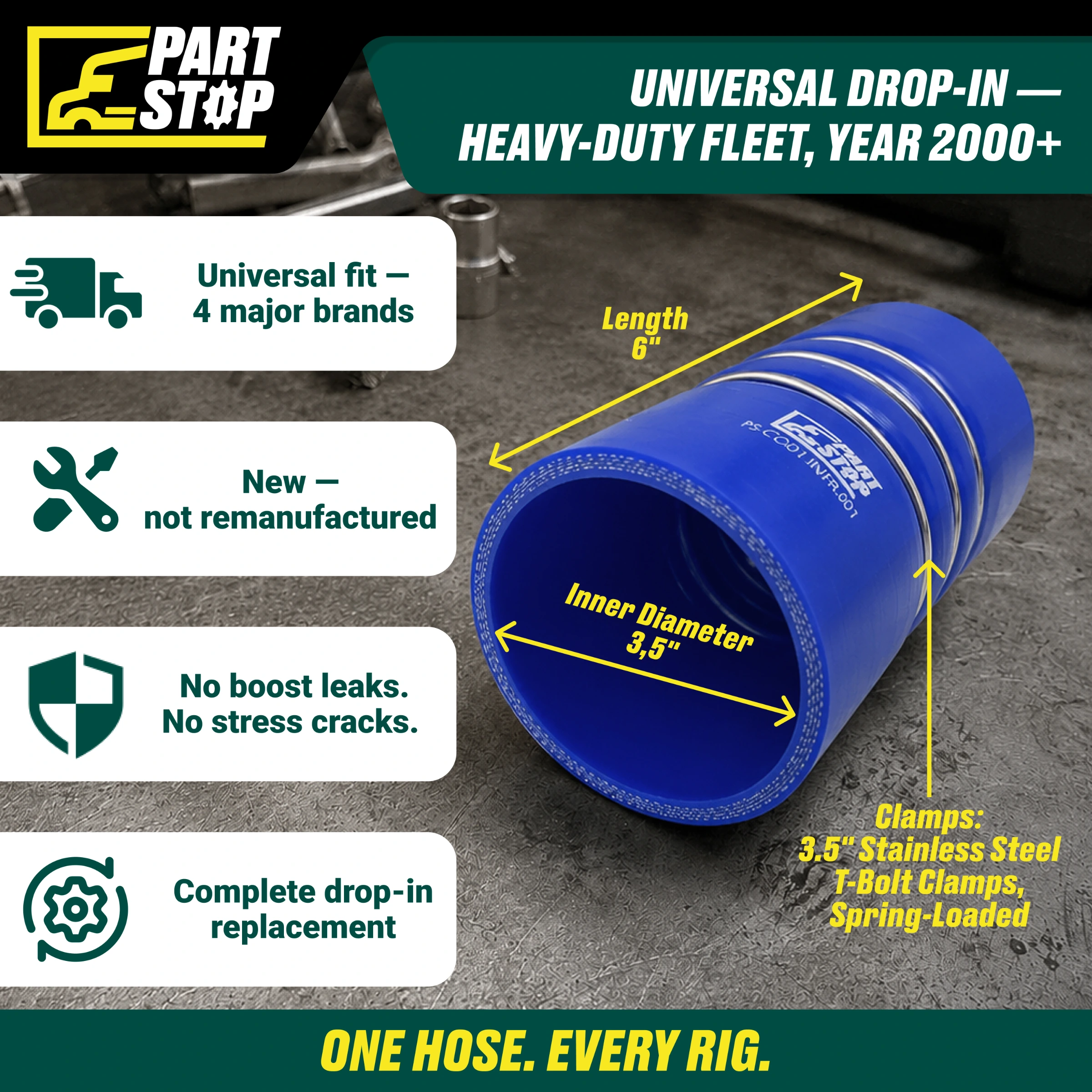3543544C1 Coolant Hose International Freightliner 561.16350 77530001 203322042 — infographic