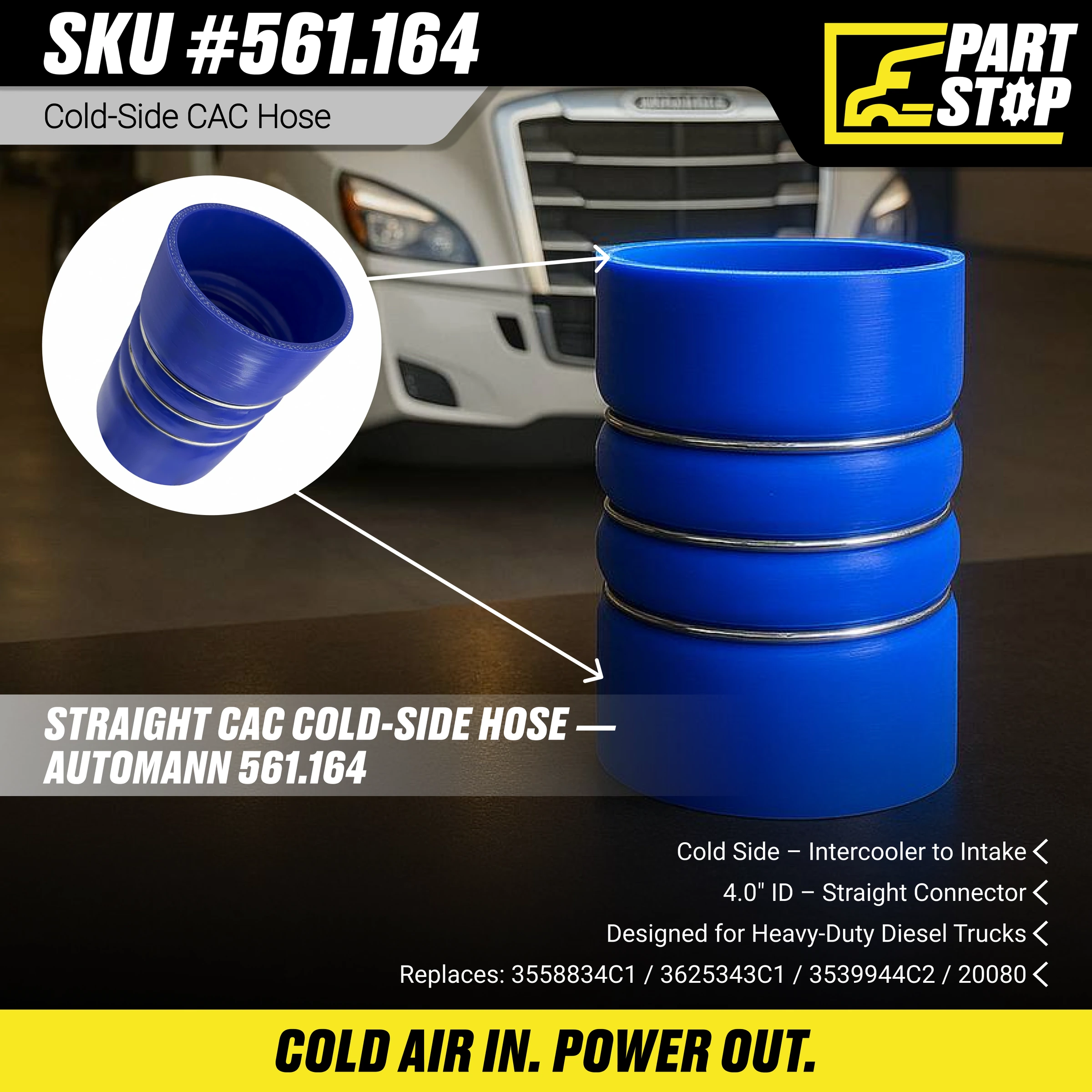 Charge Air Cooler Hose Fits  DD15 ,56116400, 3558834C1, 3625343C1, 561.16400 — infographic