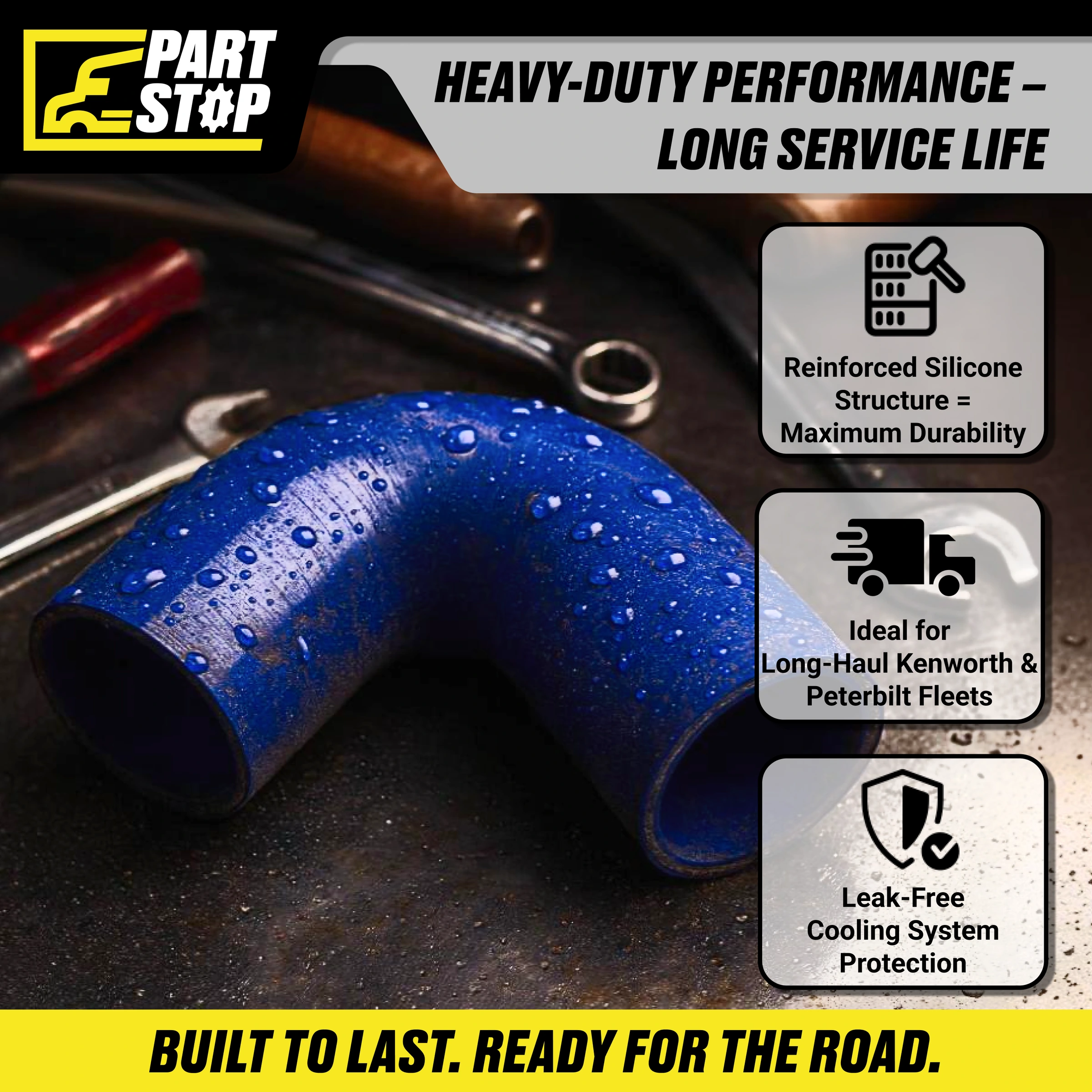 Upper Radiator Hose 2.5"  , Fit Kenworth and Peterbild HE9324, 561.75250 , F046006 — infographic