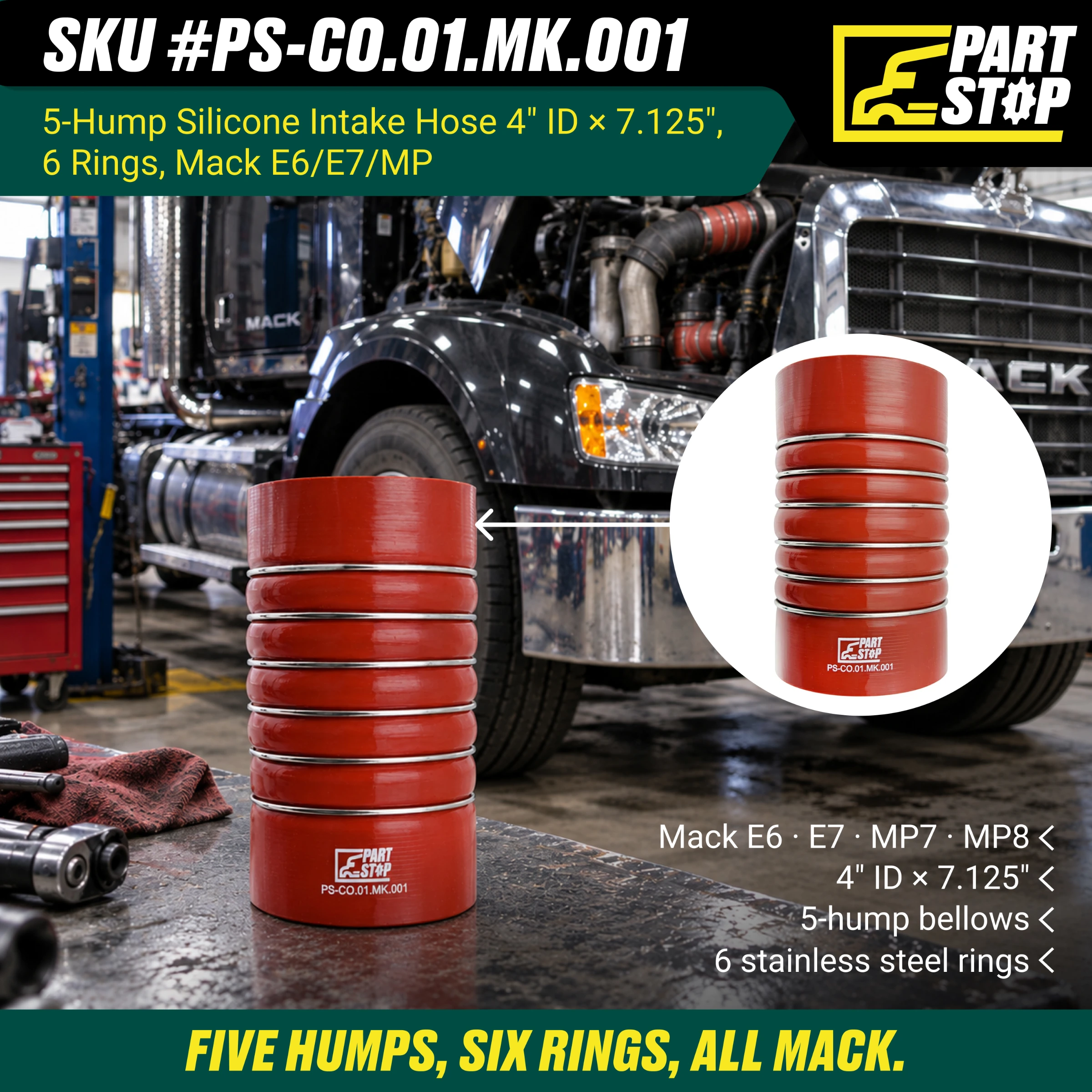 45MD413M3 2-Pack Silicone Intake Hose Reinforcement Ring for Mack — infographic 1