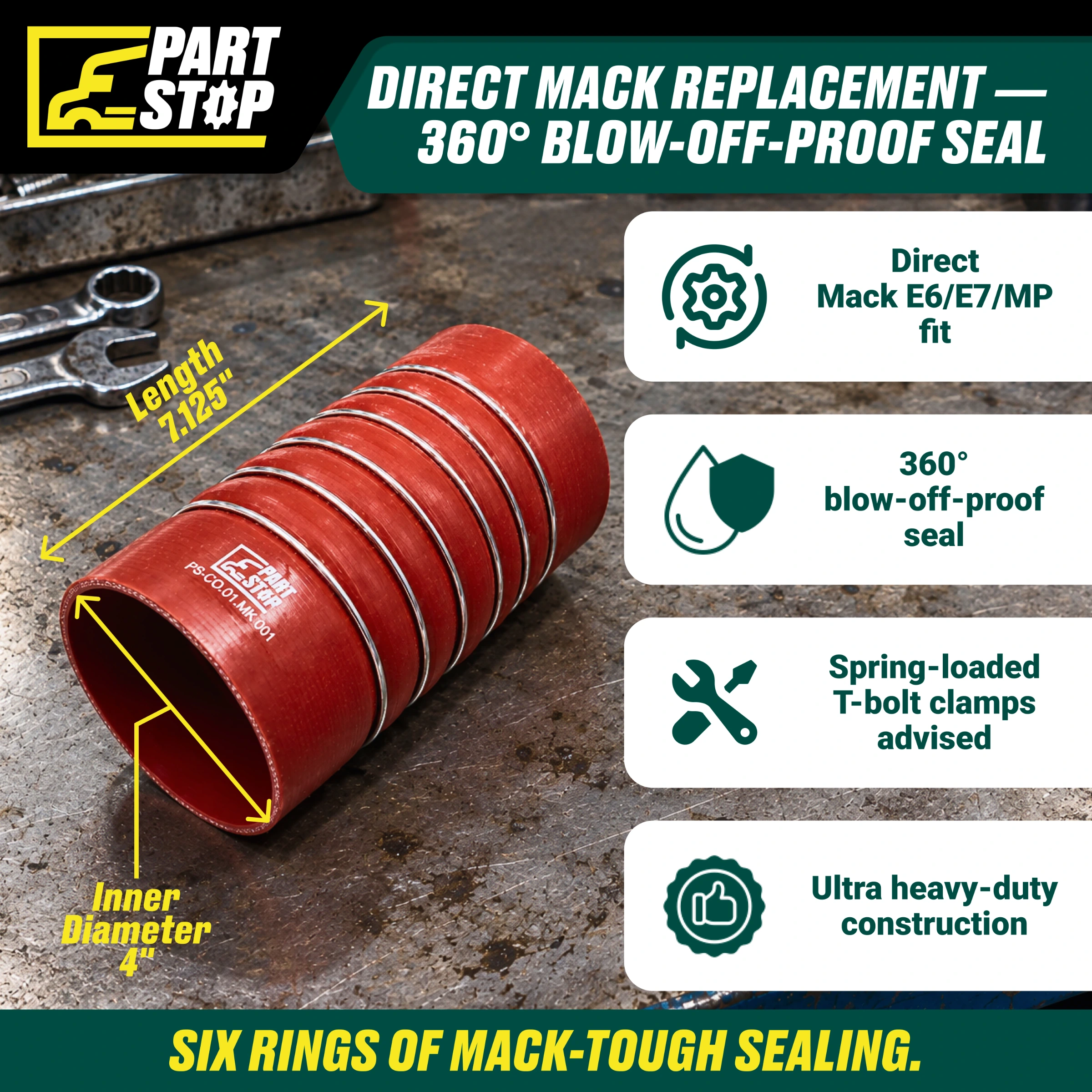 45MD413M3 2-Pack Silicone Intake Hose Reinforcement Ring for Mack — infographic 3