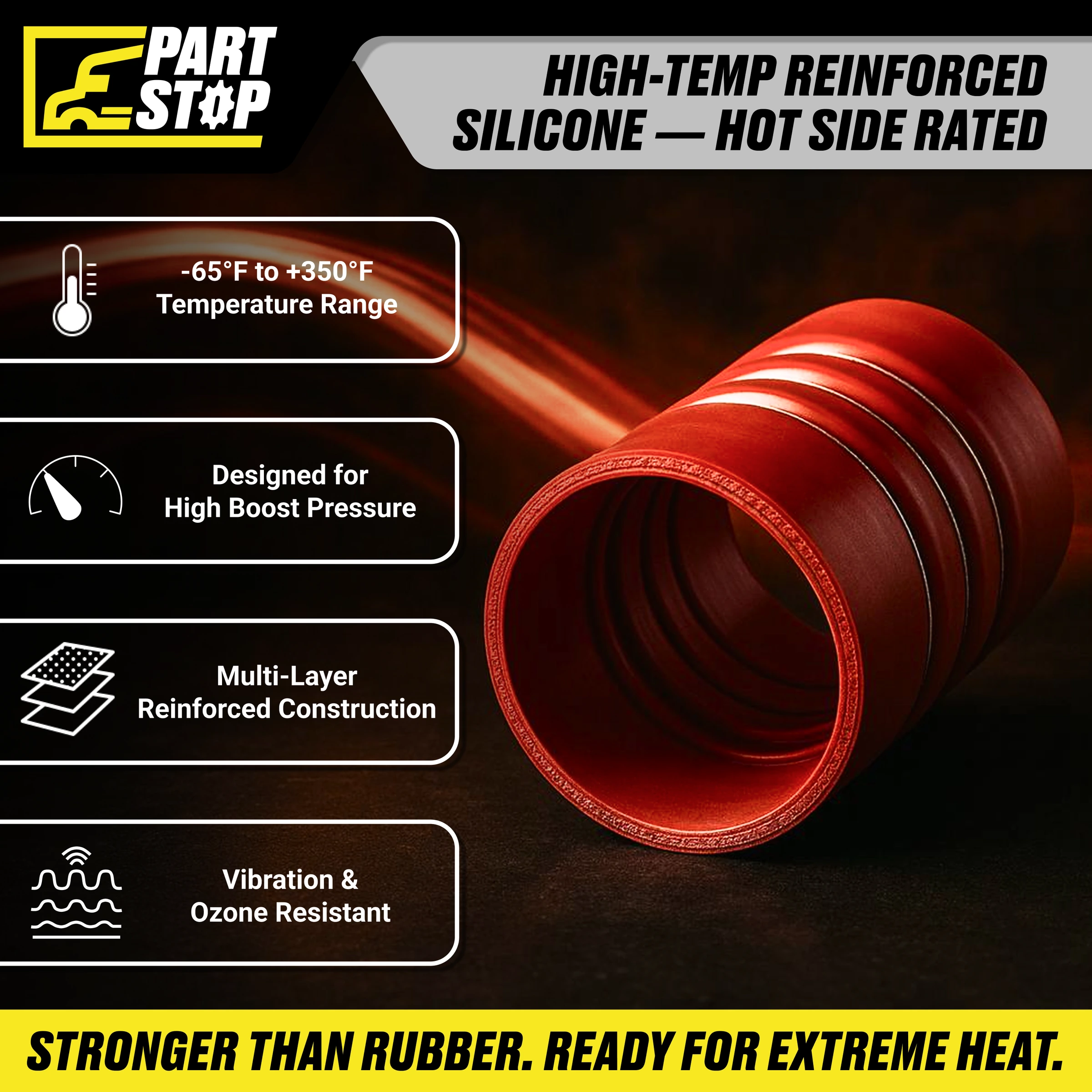 Hose Hot Air Charge 3.5-4 ID Fits Kenworth Fits Peterbilt D10298820 , 561.15350400 — infographic