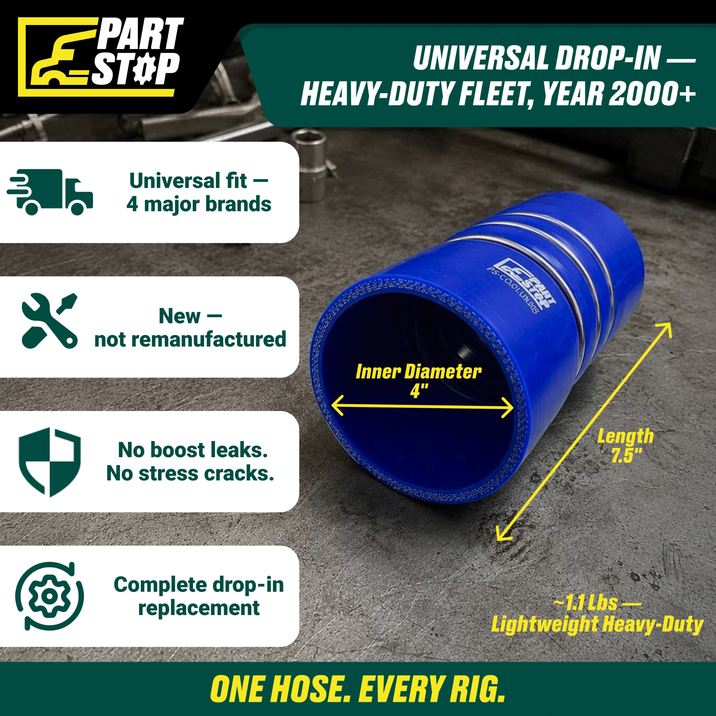 4" Silicone CAC Hump Hose 1673866C1 2014134C1 2014134C2 fits Kenworth Peterbilt — infographic 3
