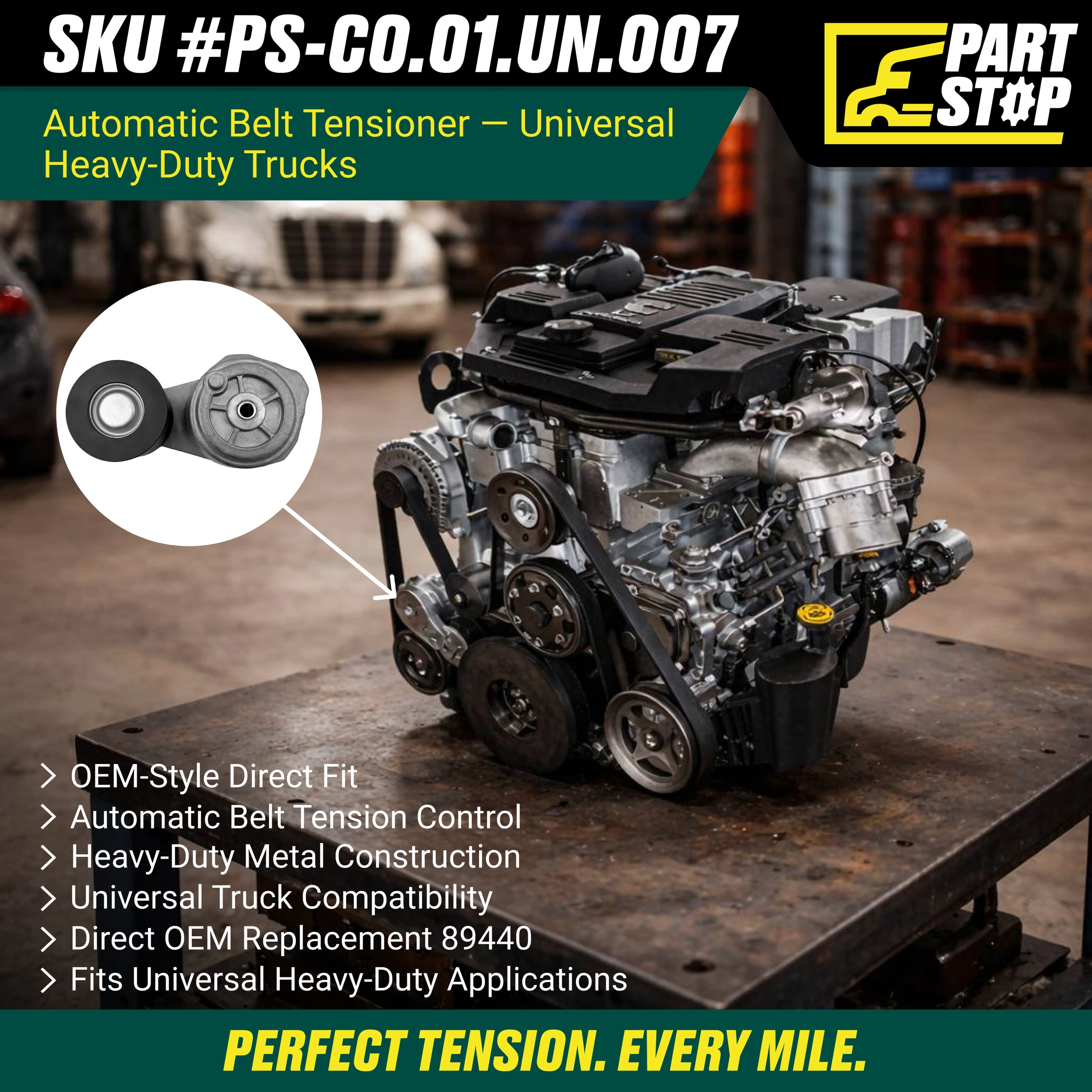Dayco 89440 Belt Tensioner Fits DD15 DD13 ISX Fits Freightliner — infographic