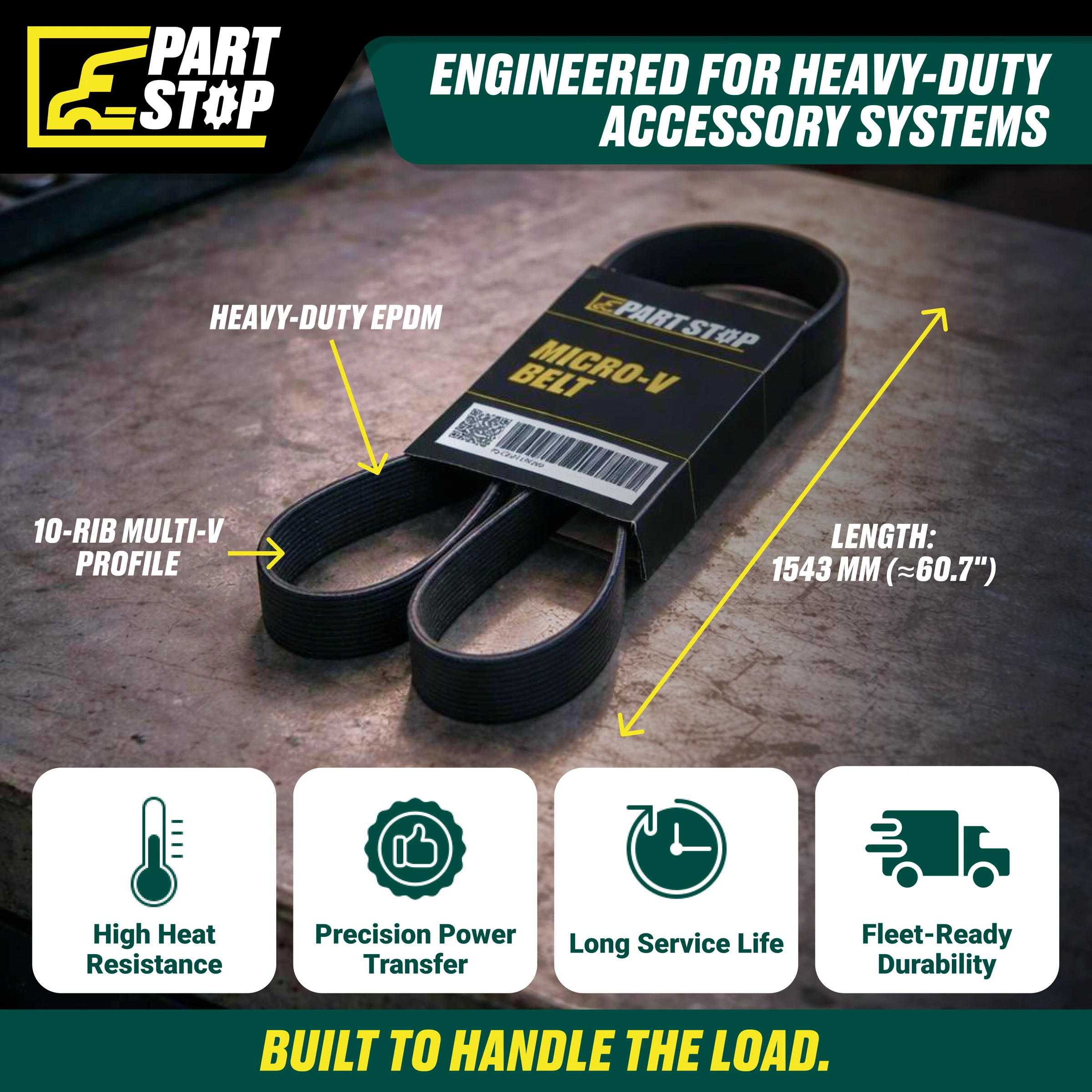 511016115, 10PK1543 Serpentine Belt Fits Cummins ISX , 3288689, 5080537,  408053 — infographic