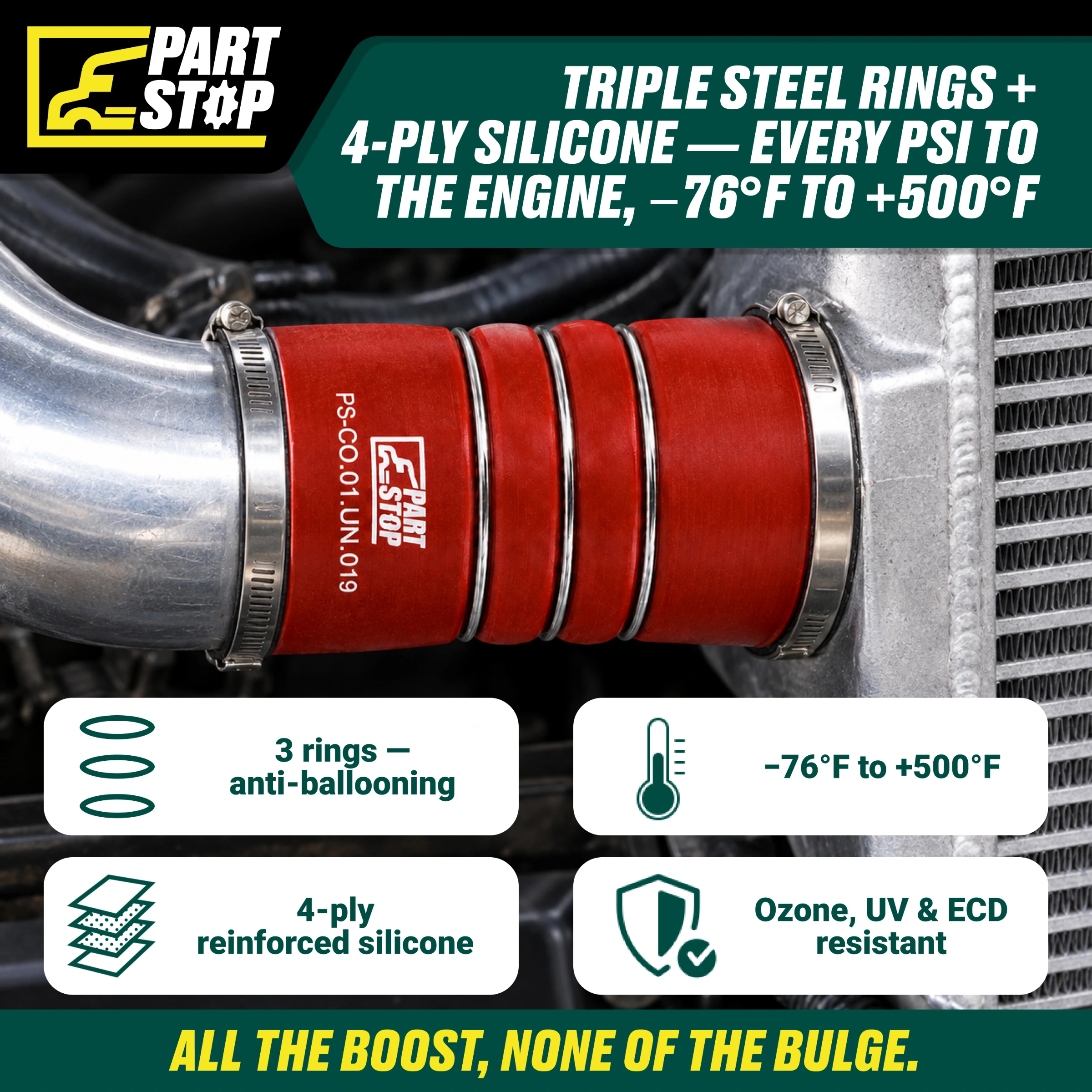 6112001022000 2-Pack Silicone CAC Hump Hose Stainless for Agrale & Cummins — infographic 2