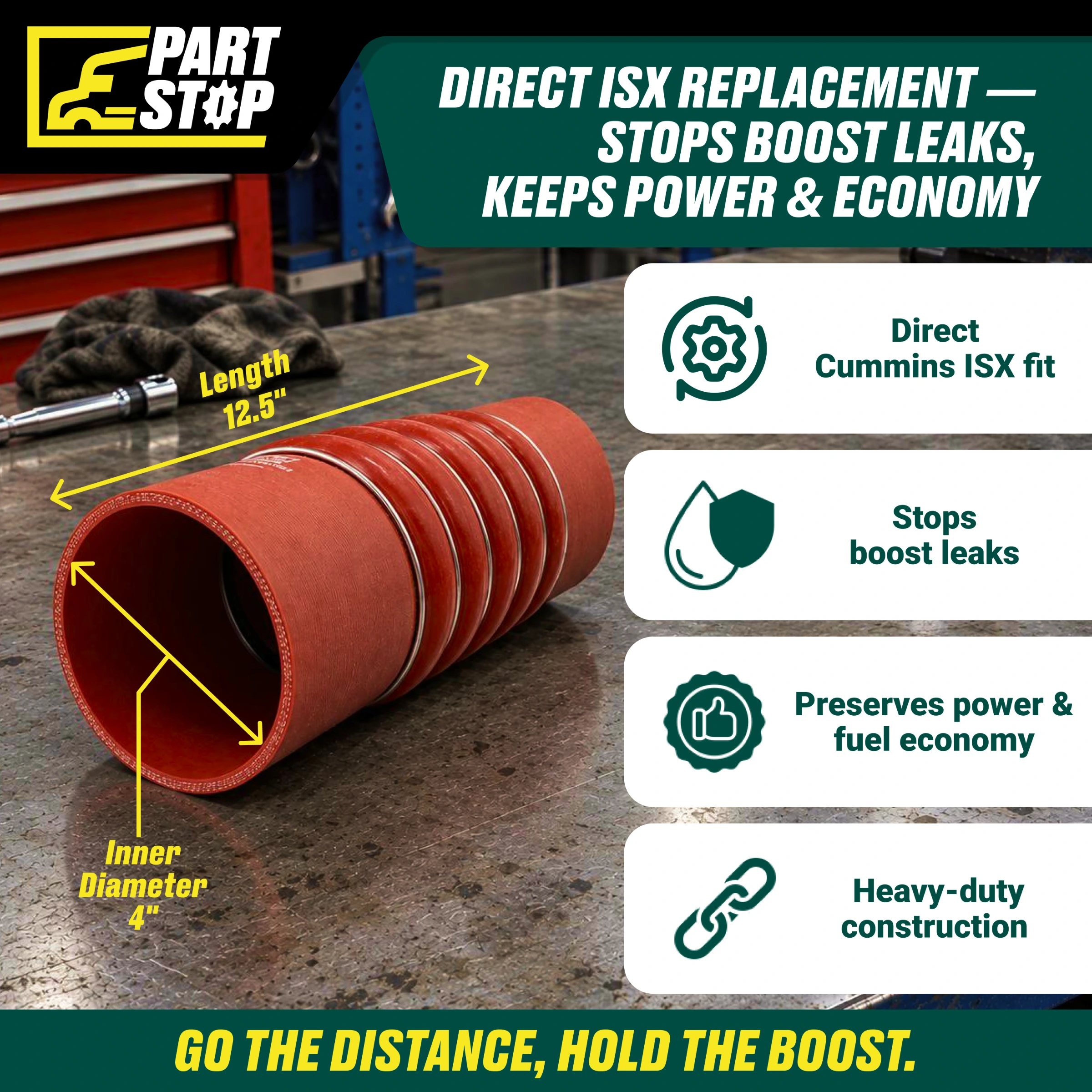 62050112000 2-Pack Extra-Long Silicone Bellows Hose Stainless for Cummins — infographic 3