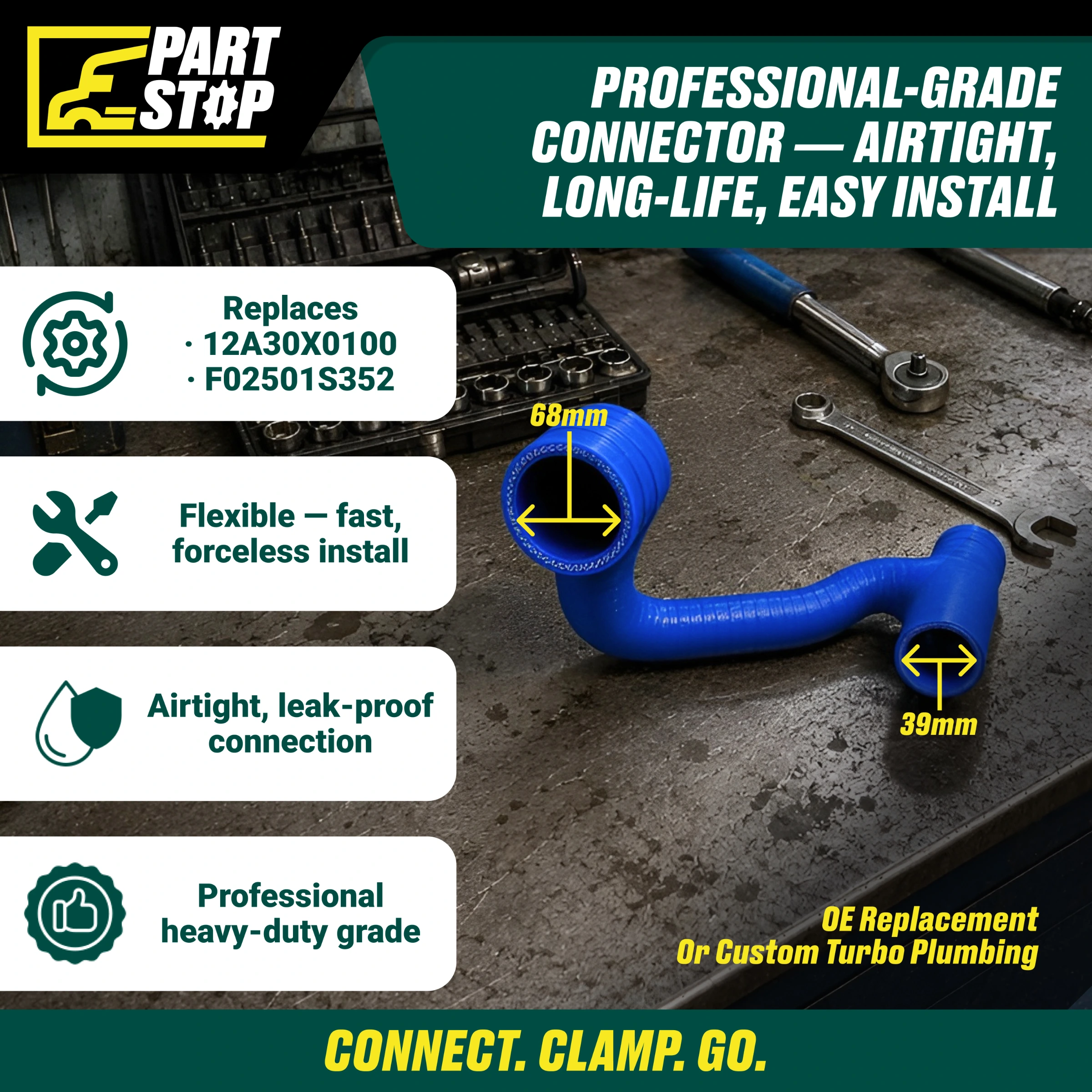 12A30X0100 Coolant Hose Heavy Duty Trucks 12A30X-0100 — infographic