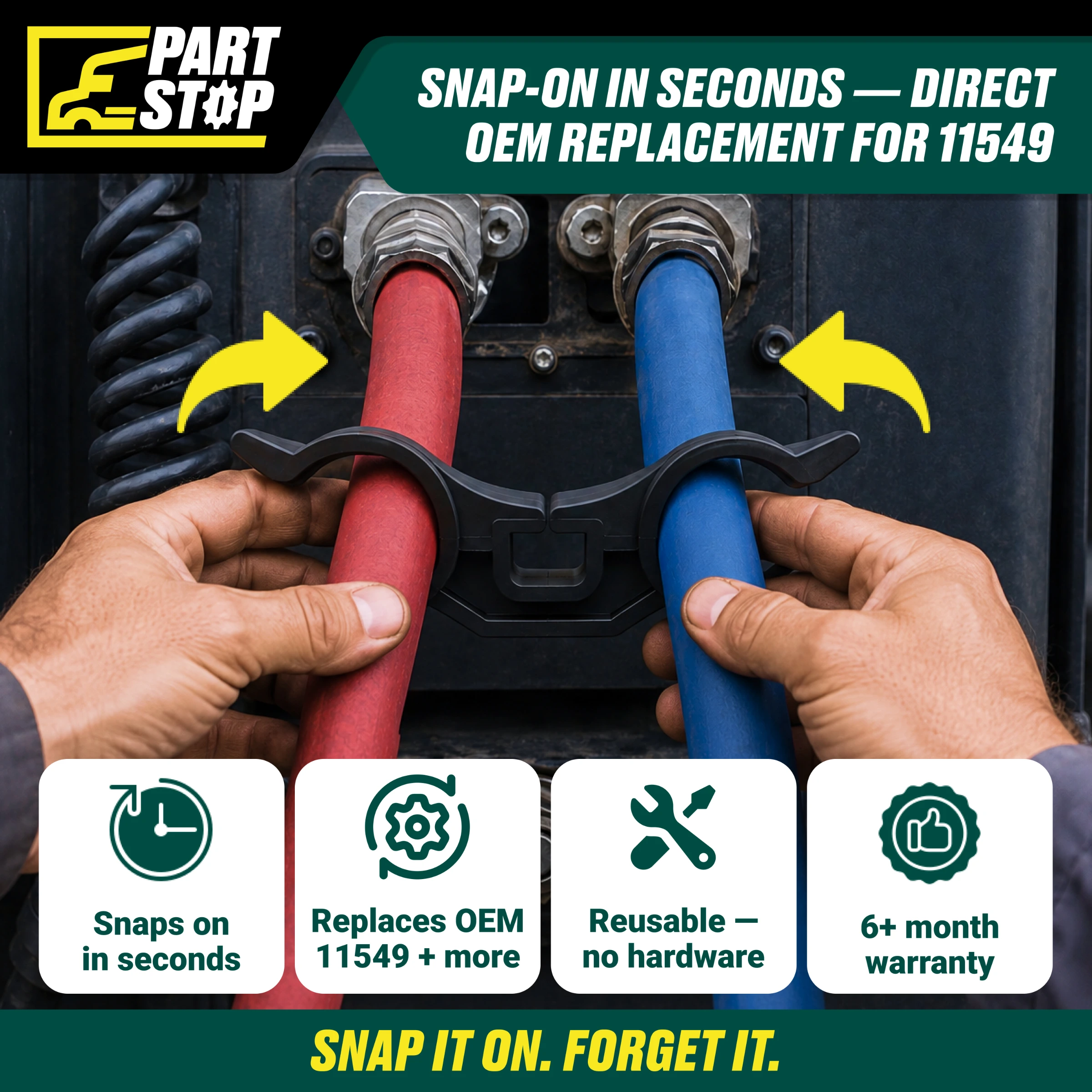 11549 Hose Separator Heavy Duty Trucks 100469D 1004690 10QE125P1 5396-11549 — infographic