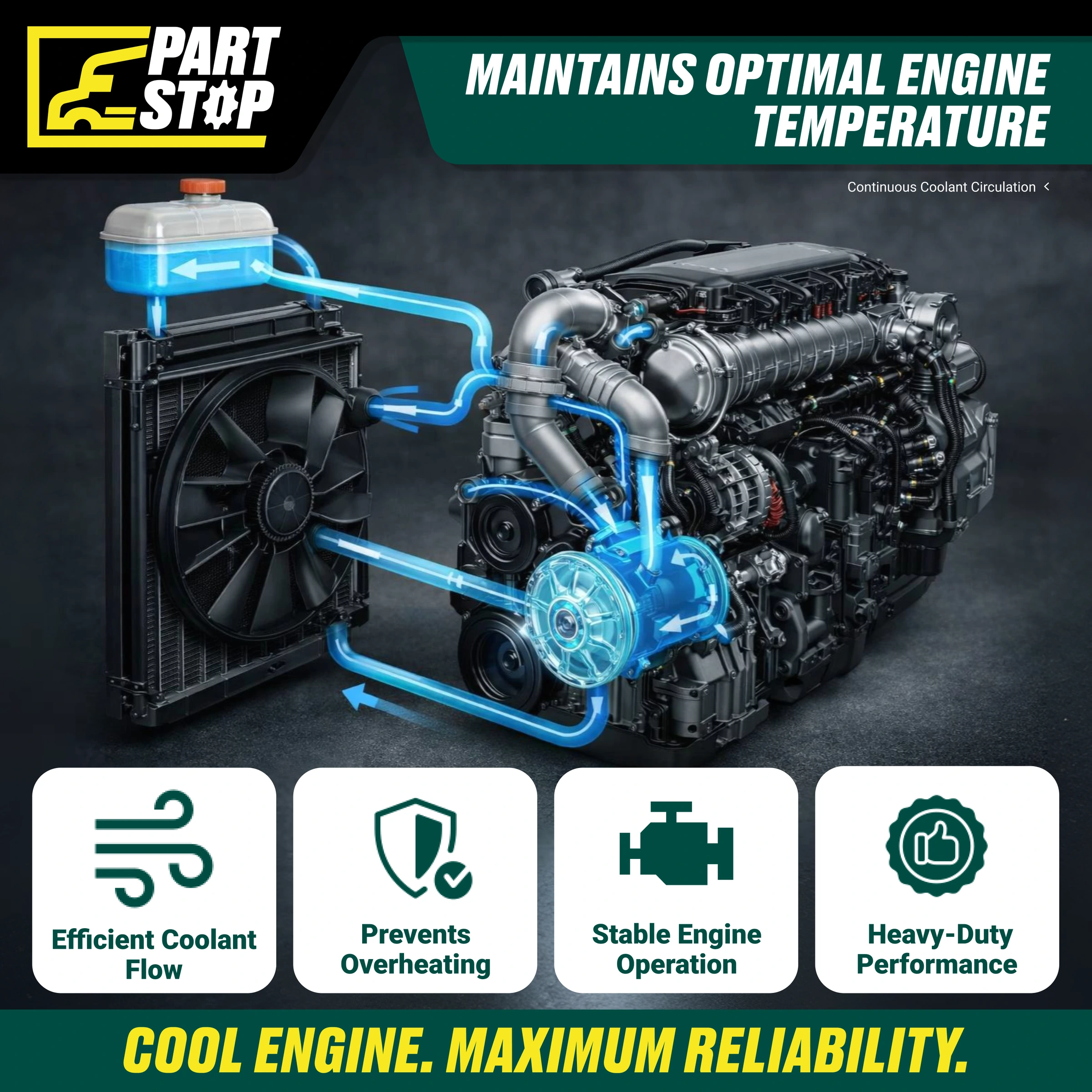 24152057 Variable Speed Water Pump fits Volvo D13 D11 Mack MP7 MP8 85151955 — infographic