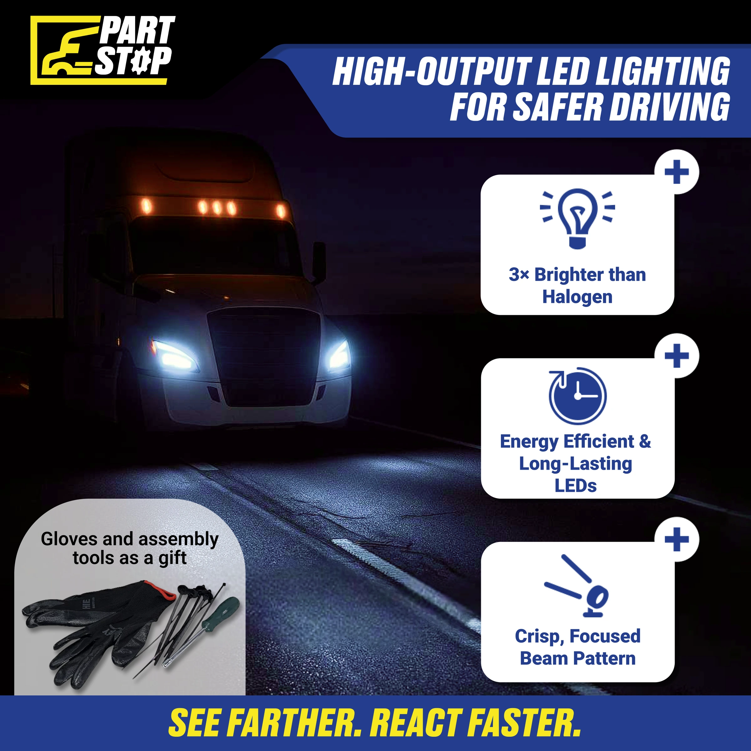 A6601512002 Driver Side Headlight Fits Freightliner Cascadia 2018-2024 — infographic