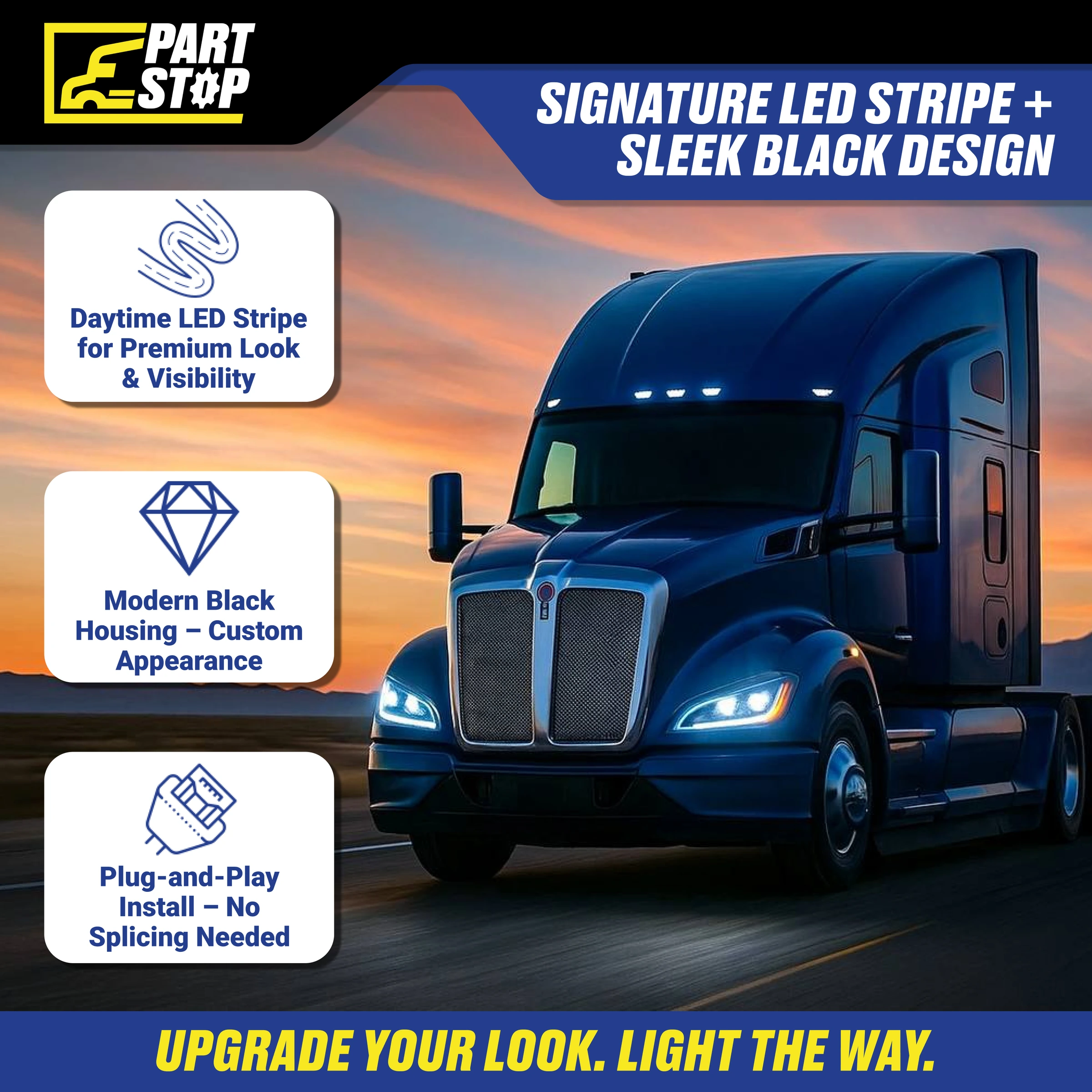 P54-6157-100R RH LED Projector Headlight Fits Kenworth T680 2021-2024 Passenger — infographic 4