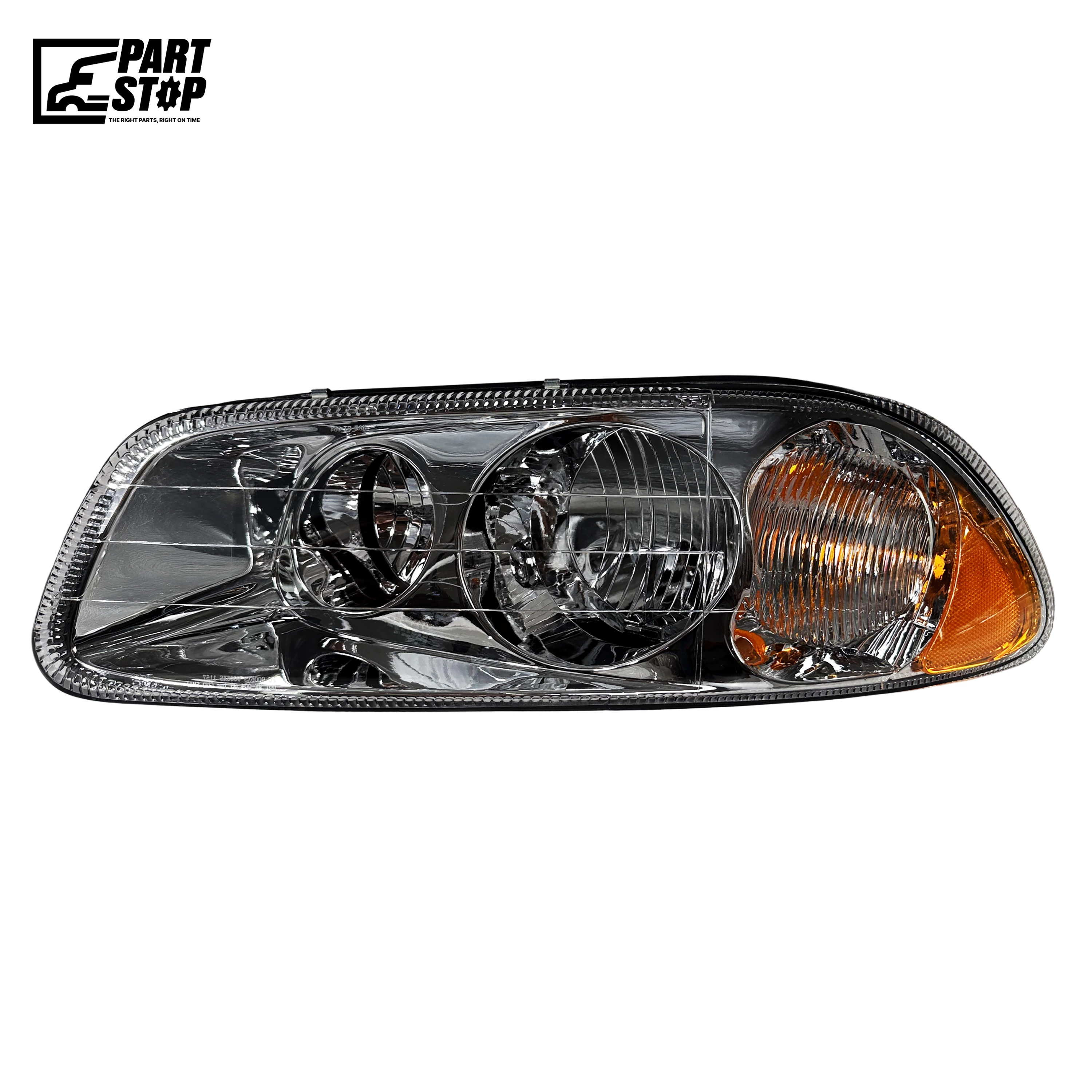 Left Driver Side Complete Halogen Headlight Assembly for Mack Vision & Pinnacle (1998–2018) - Includes All Bulbs, Chrome Housing, (LH Only)
