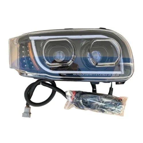 Passenger Side LED Projector Headlight for Peterbilt 388 389 367 567 - White Halo DRL, 6000K Cool White, DOT/SAE Approved