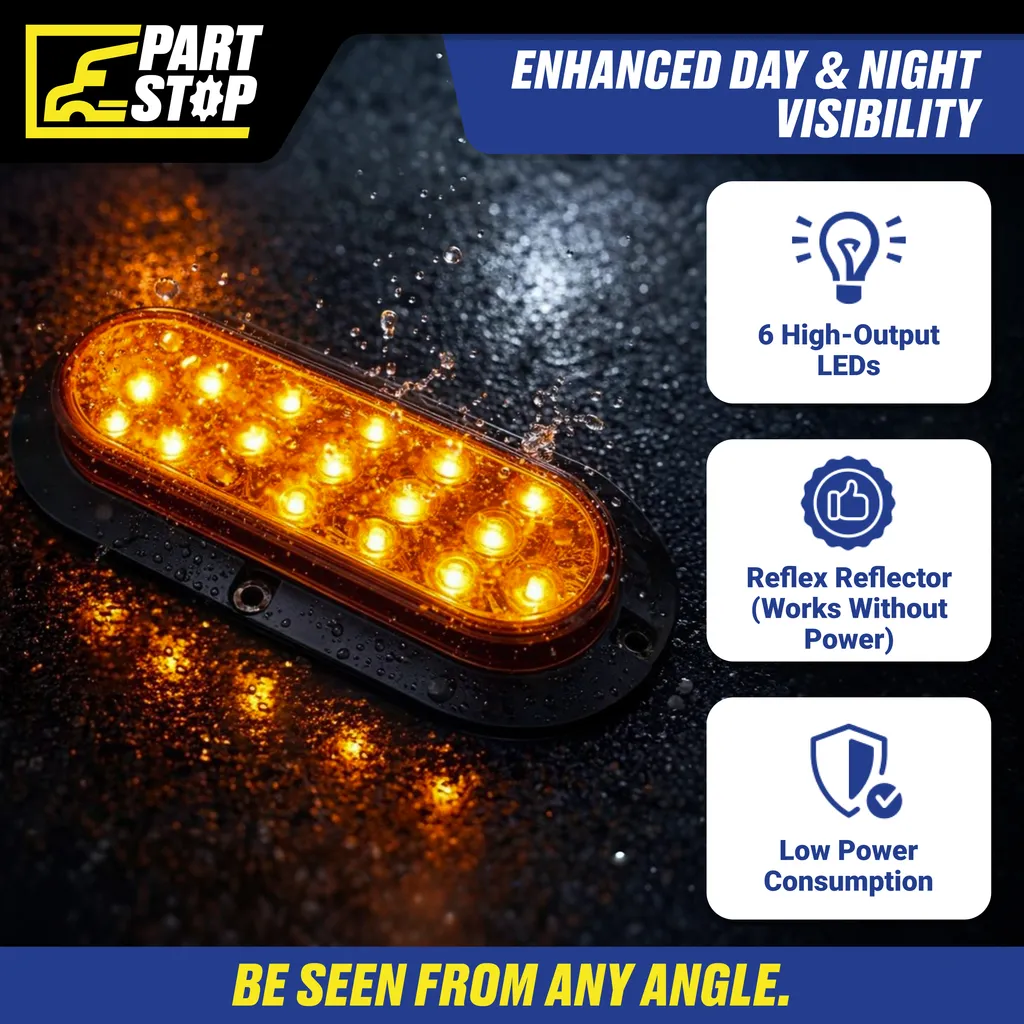 6" Oval 12 LED Amber Turn & Marker Light for Truck and Trailer - 3-Pin Connector — infographic