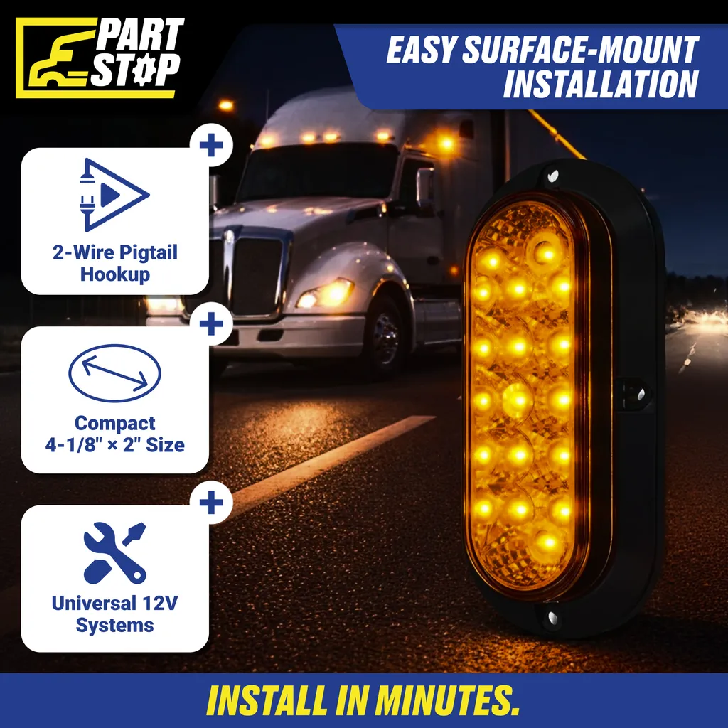 6" Oval 12 LED Amber Turn & Marker Light for Truck and Trailer - 3-Pin Connector — infographic