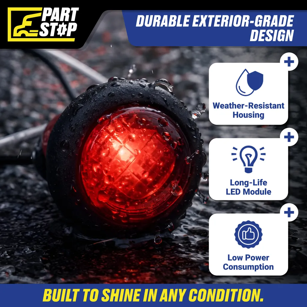 3/4" Small Round LED Side Marker Lights Red Truck Trailer Clerance Light 12V — infographic