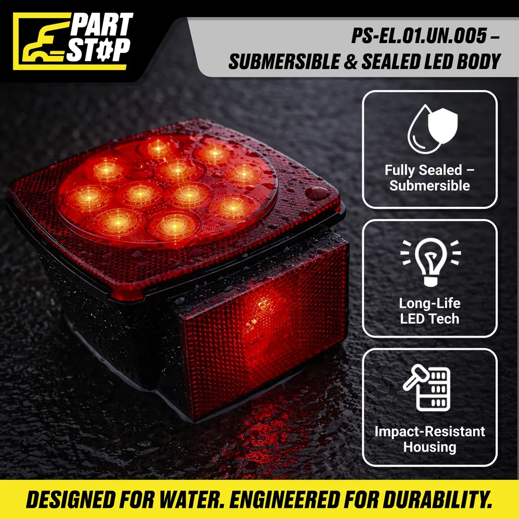 Tail Light Left Side, Stop Turn Tail, Submersible, 12V for Trailers under 80 " — infographic