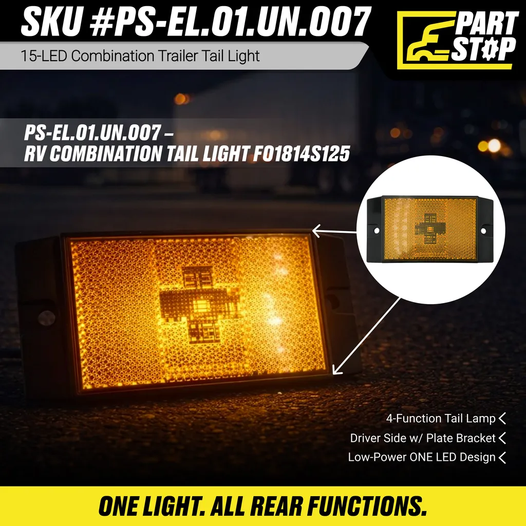 LED RV Combination Tail Light with License Plate Bracket — 4-Pack — infographic 1