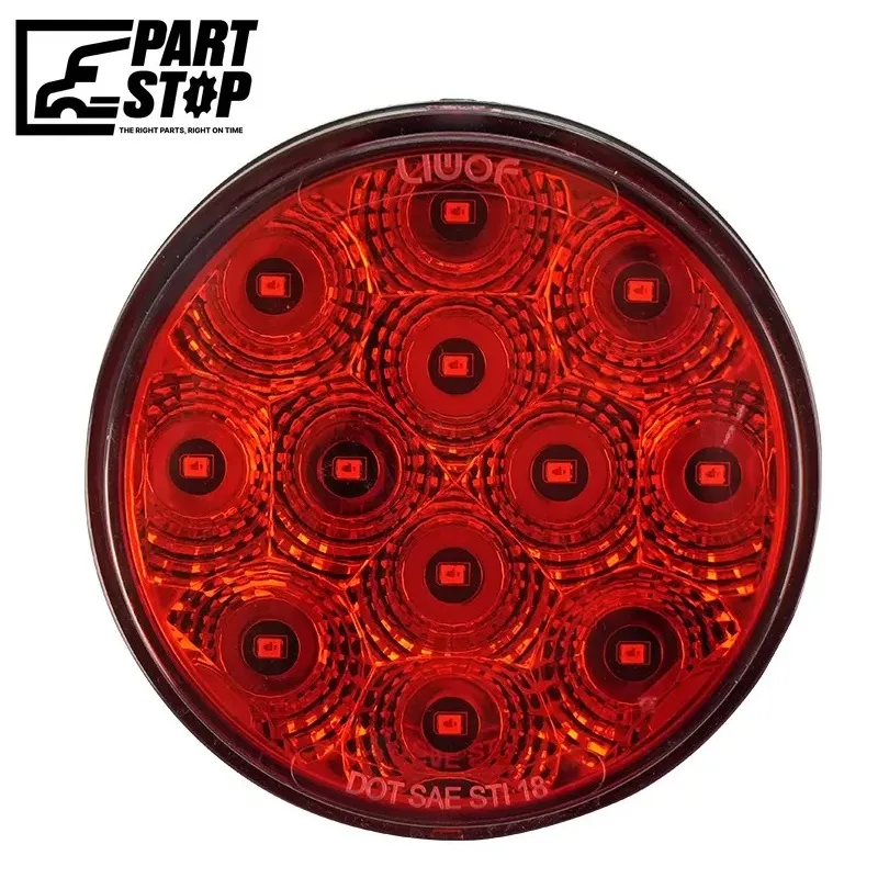 LED Trailer 4 Inch Stop Turn Tail Round Flange Mount, 12 Diode, 12V