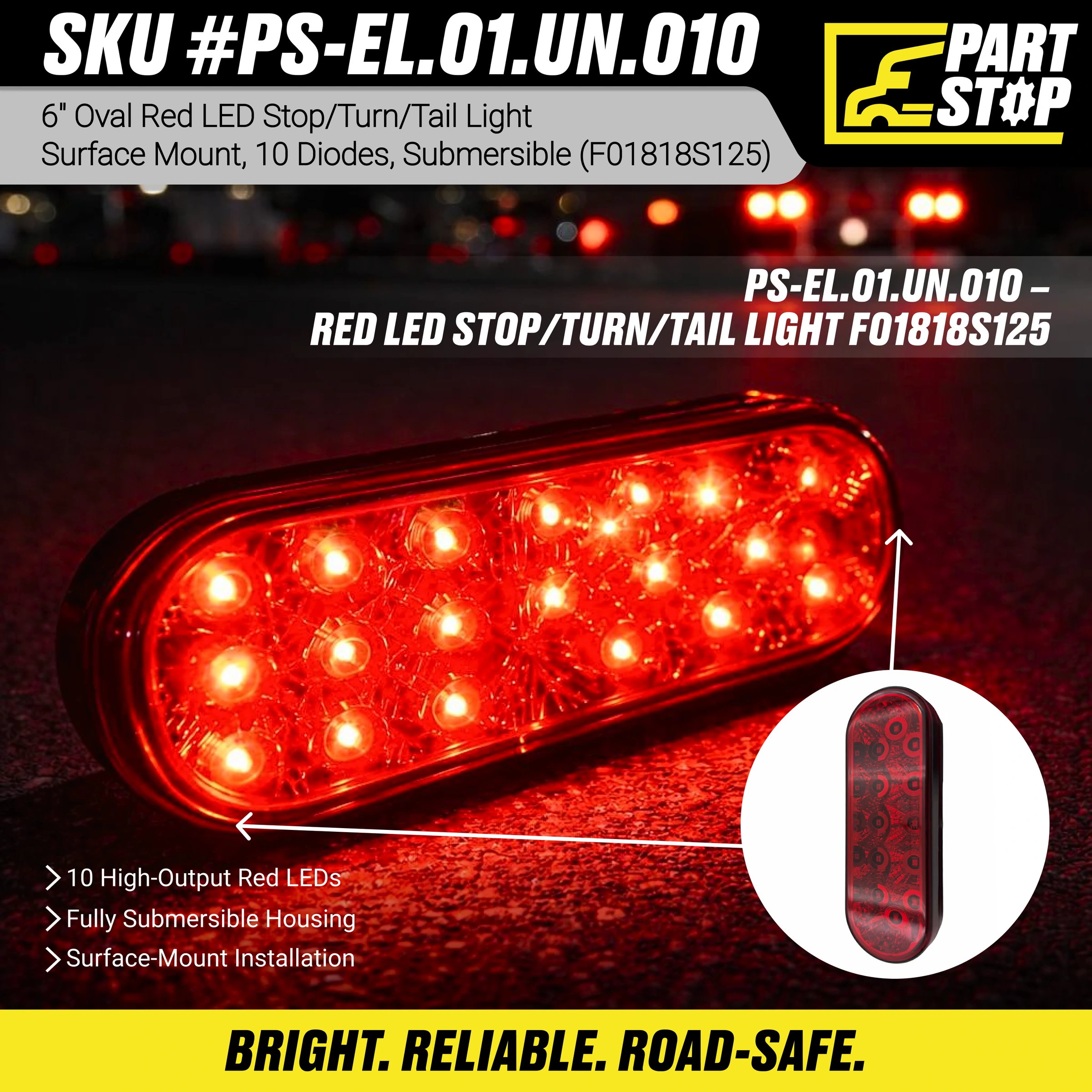 LED Trailer Tail Light 6" Red 10 DOT Replacement For Trailer — 2-Pack — infographic 1