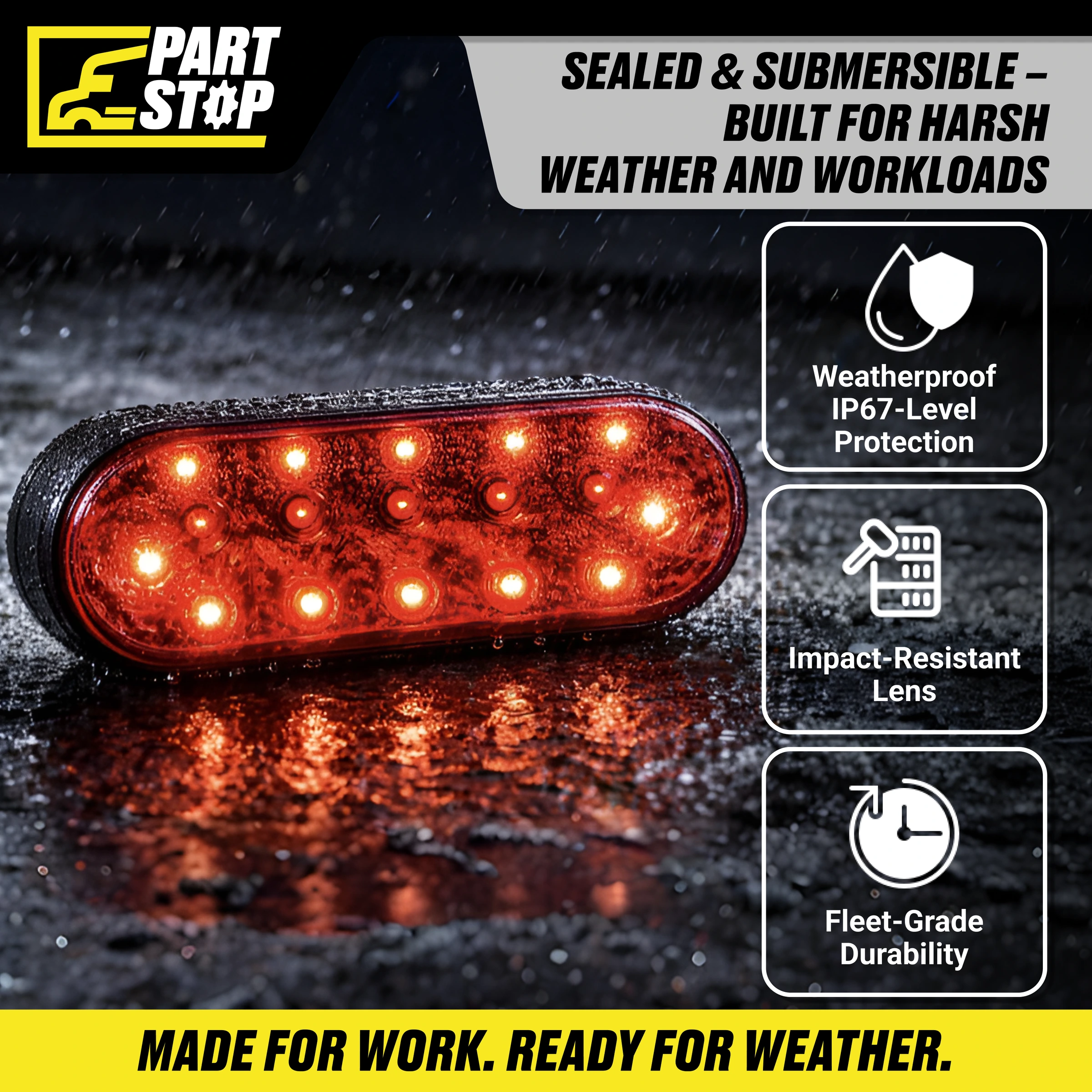 LED Trailer Tail Light 6" Red 10 DOT Replacement For Trailer — 2-Pack — infographic 2