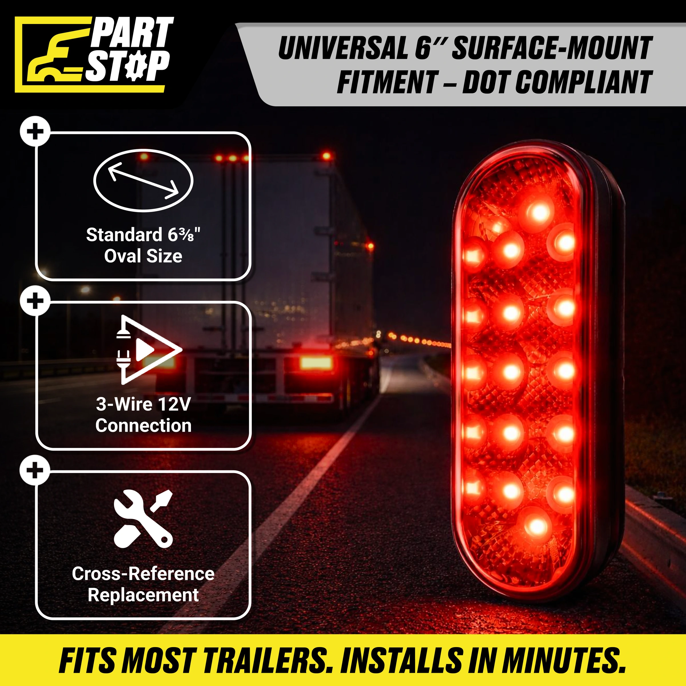 LED Trailer Tail Light 6" Red 10 DOT Replacement For Trailer — 2-Pack — infographic 3