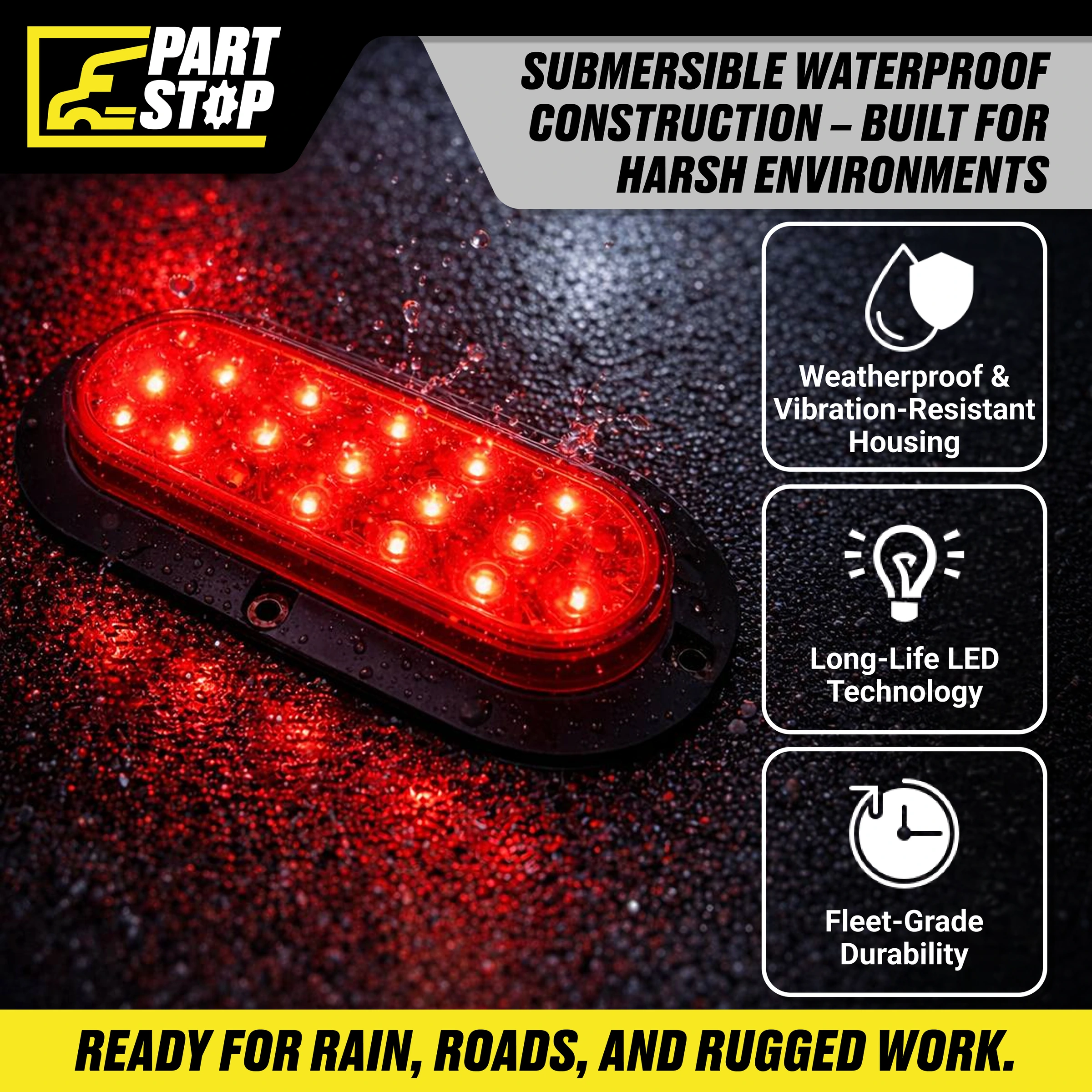 Nilight TL-01 6 inch Oval Red 10 LEDs Trailer Tail Light Sto — 4-Pack — infographic 2