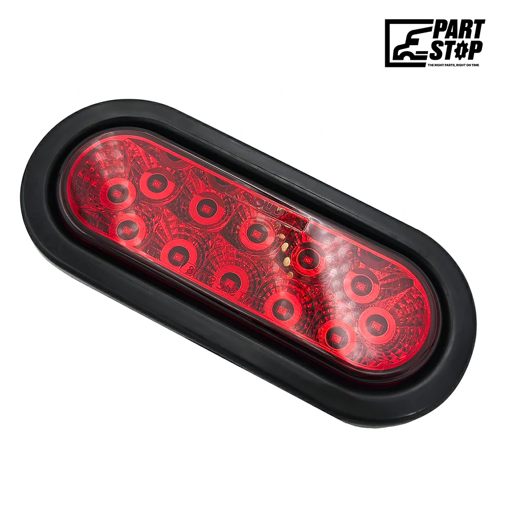 LED Trailer Light with Grommet, Brake Turn Tail, 6-3/8 Inch Oval Red, 12V — photo 2