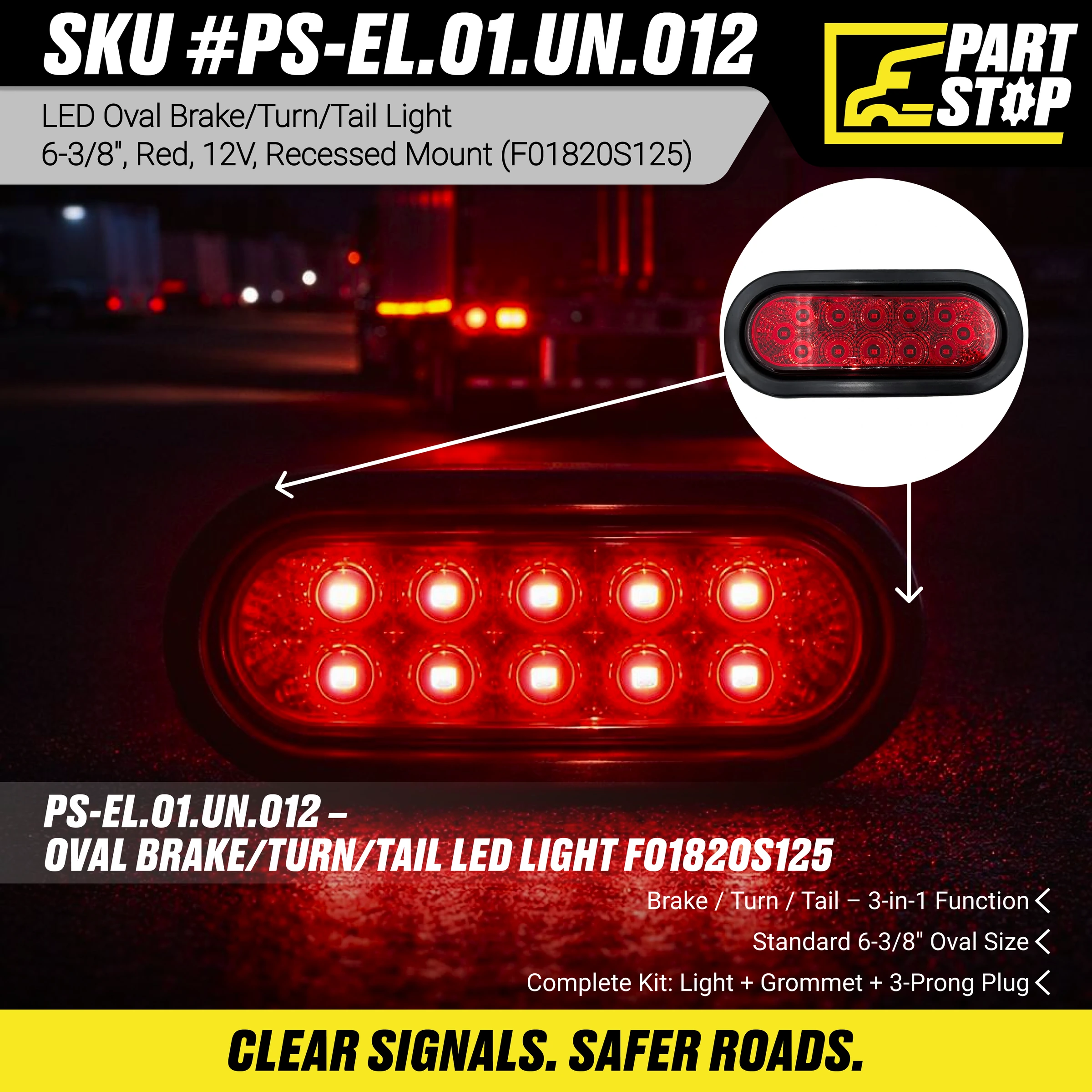 LED Trailer Light with Grommet — 10-Pack — infographic 1