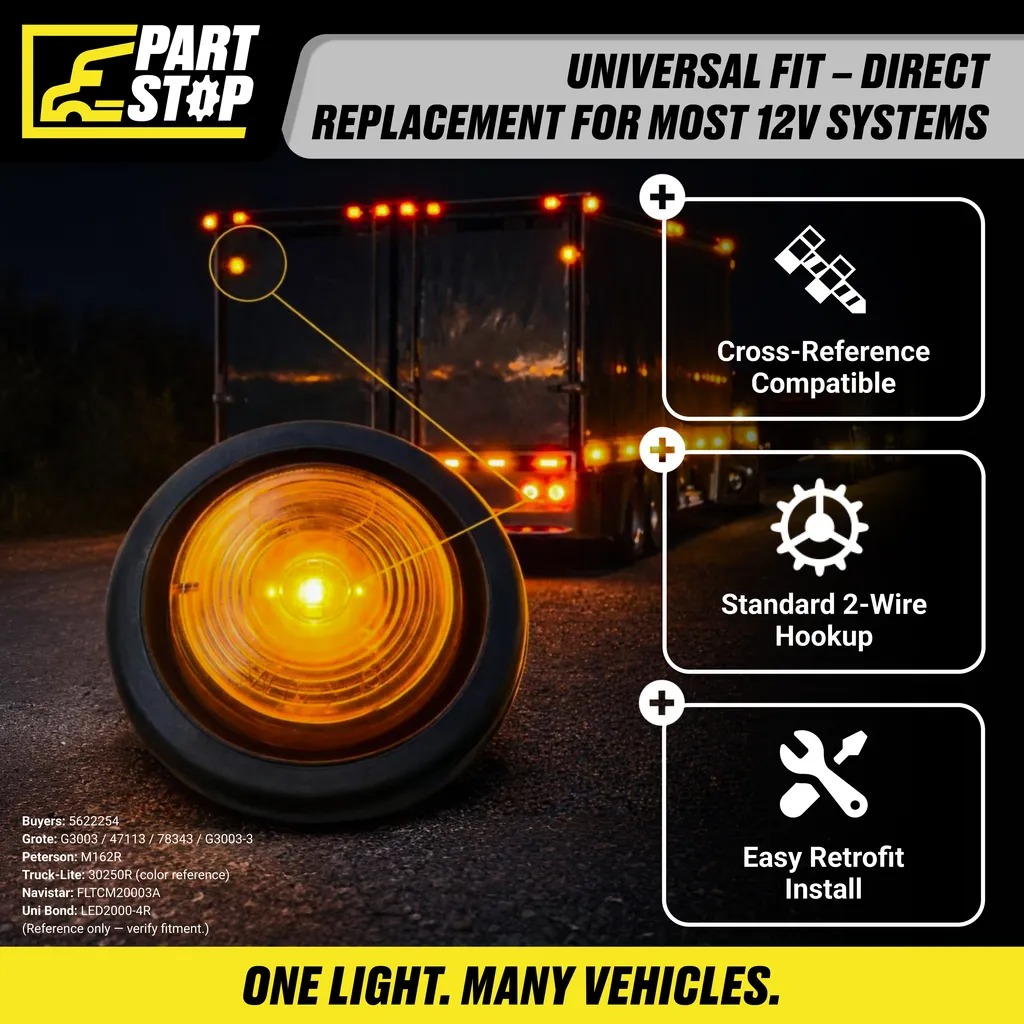Trailer Marker Lamp Light 12V Waterproof 3 Diode Submersible Universal — infographic