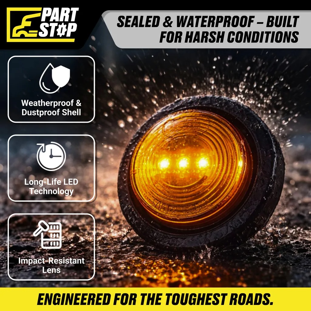 Trailer Marker Lamp Light 12V Waterproof 3 Diode Submersible Universal — infographic