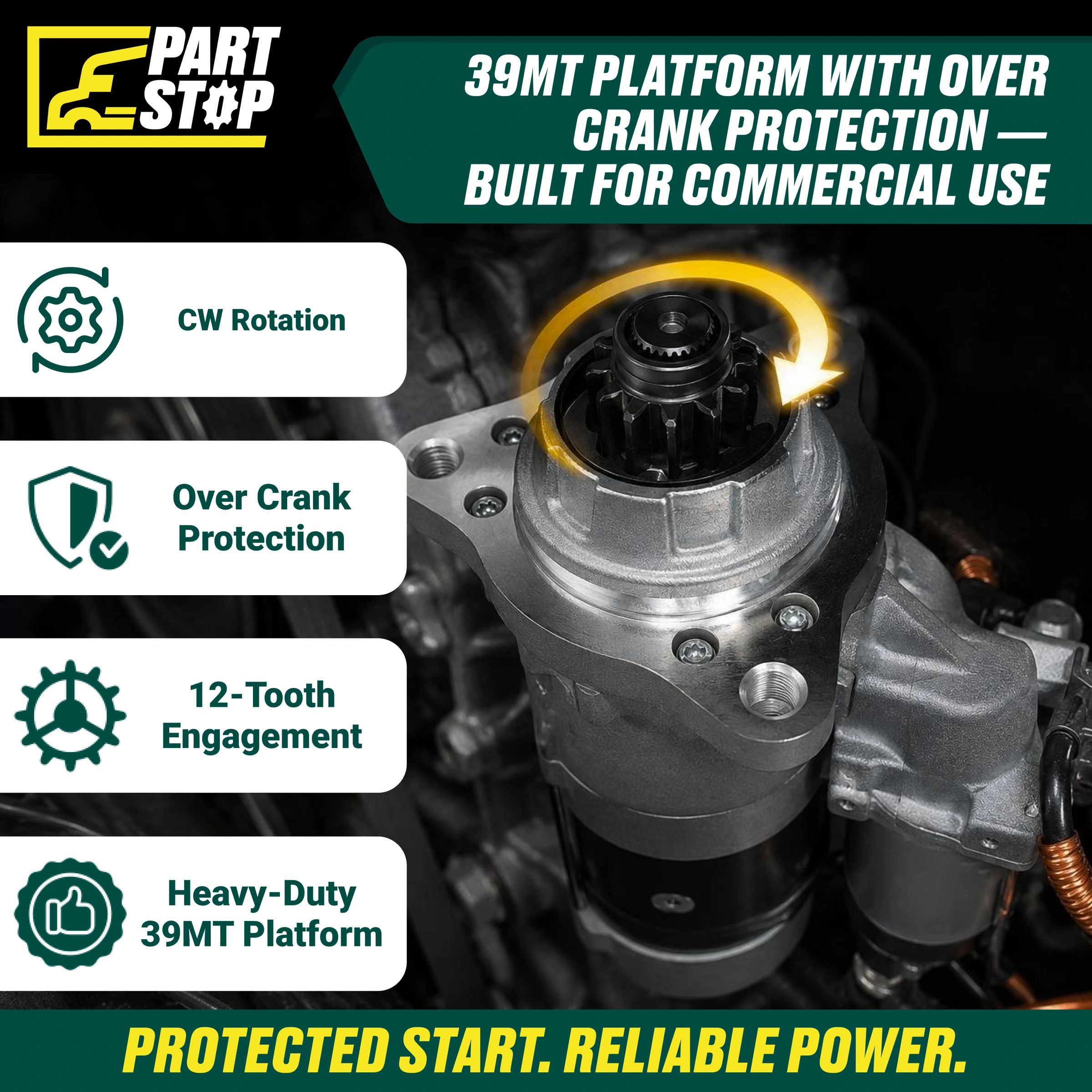 Starter for Delco Remy 39MT 12-Tooth SAE3 DD13 DD15 DD16 8200434 — infographic