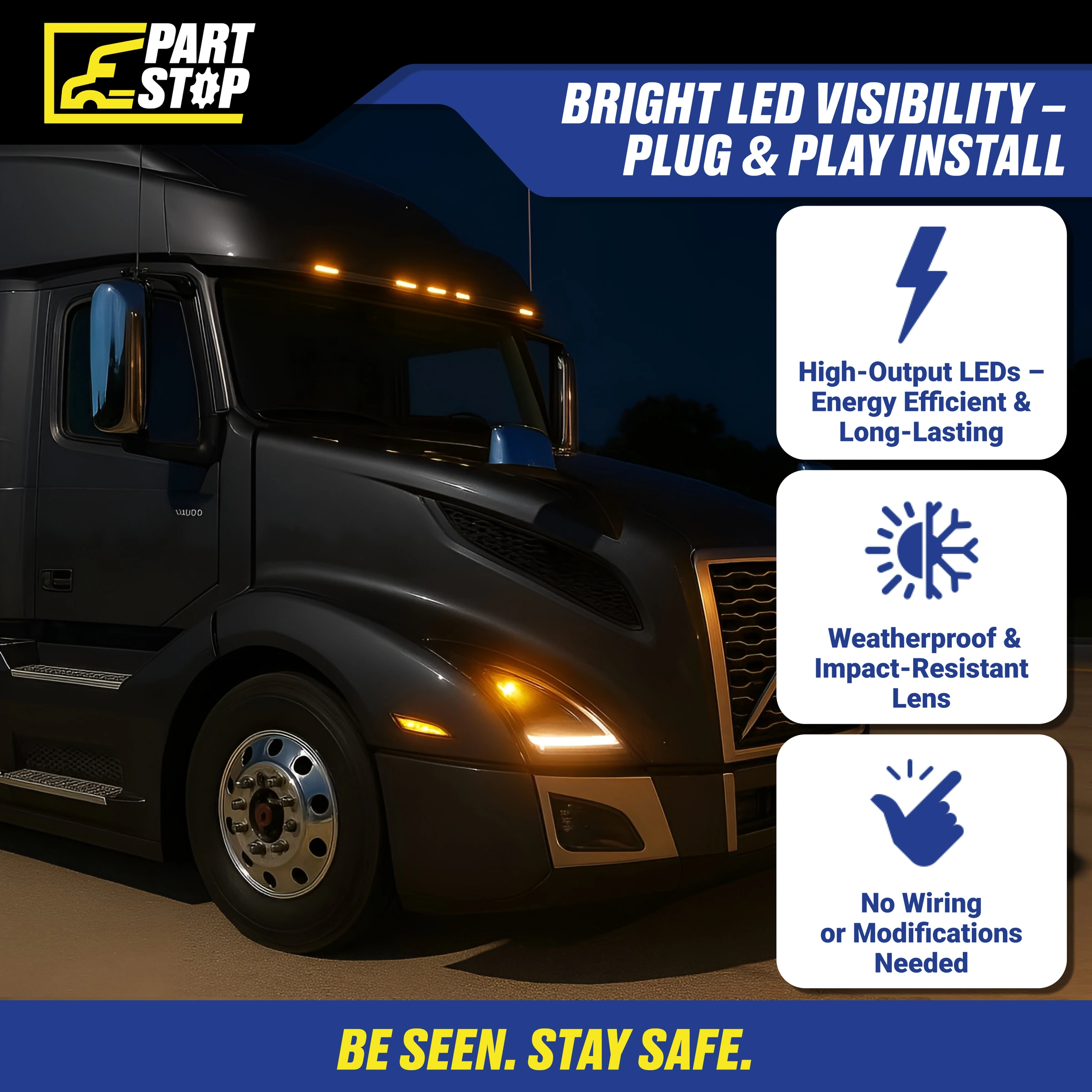 82750741 LH LED Side Marker Light Fits Volvo VNL 2018-2024 2 — 4-Pack — infographic 2