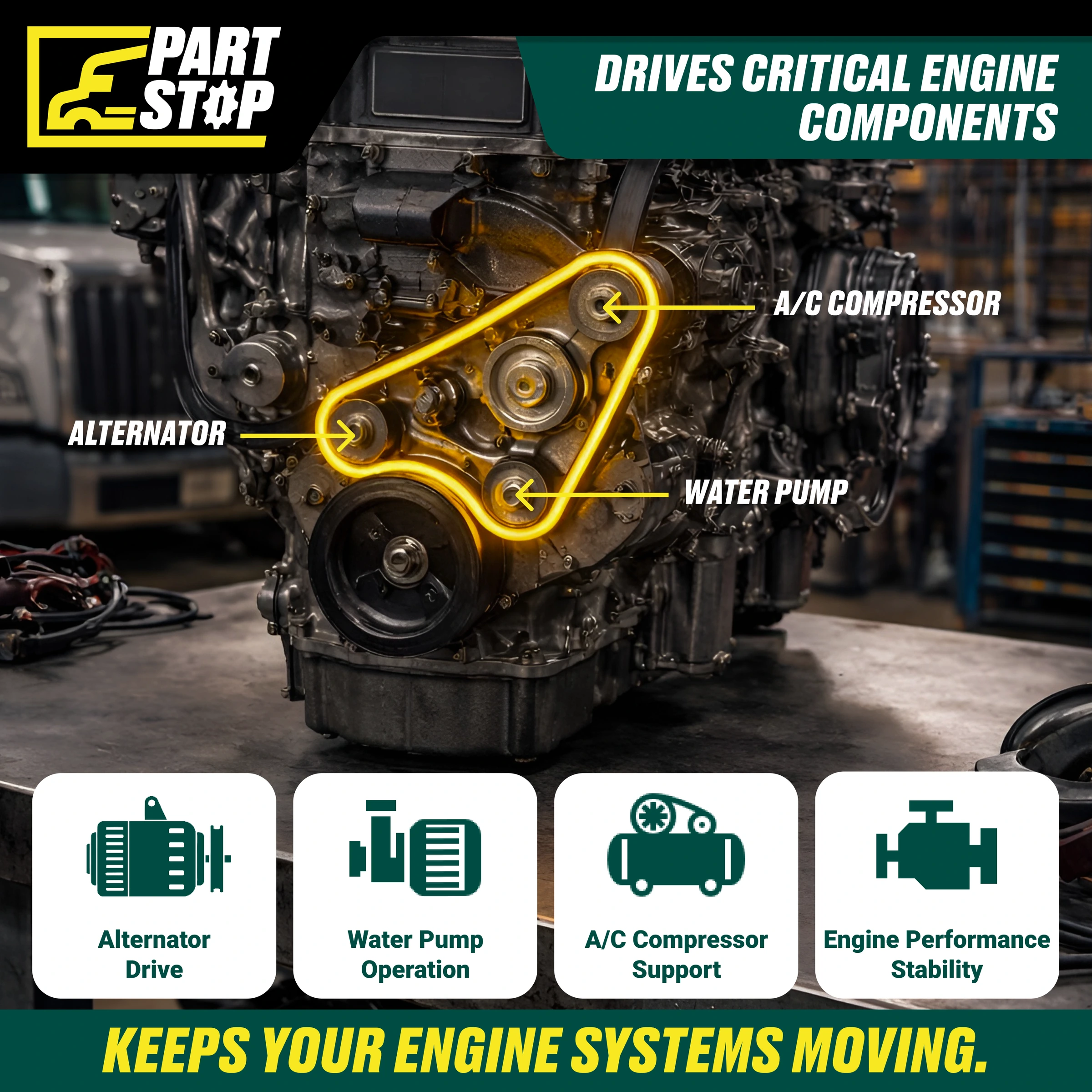 A4729931596 V-Ribbed Belt Fits Detroit 8PK3228, A4729933396, 19311095, S-29809 — infographic