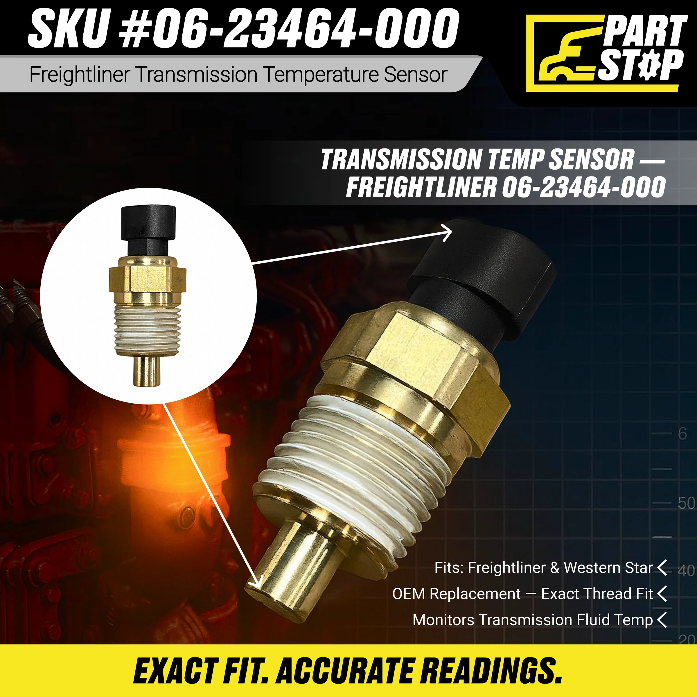 06-23464-000 Transmission Oil Temperature Sensor Fits Freightliner — infographic