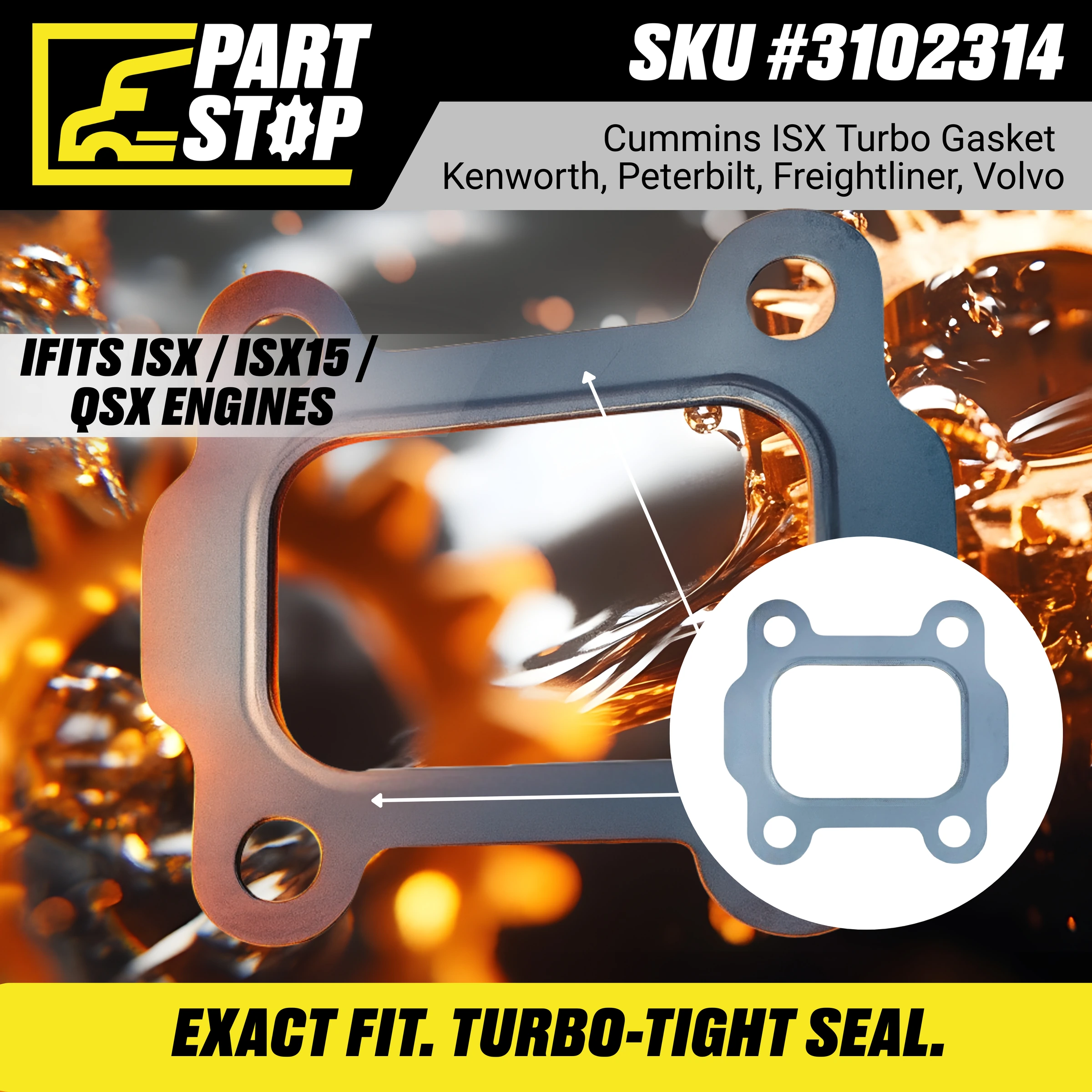 3102314 Turbo Outlet Gasket Fits Cummins ISX15 Fits Kenworth — infographic