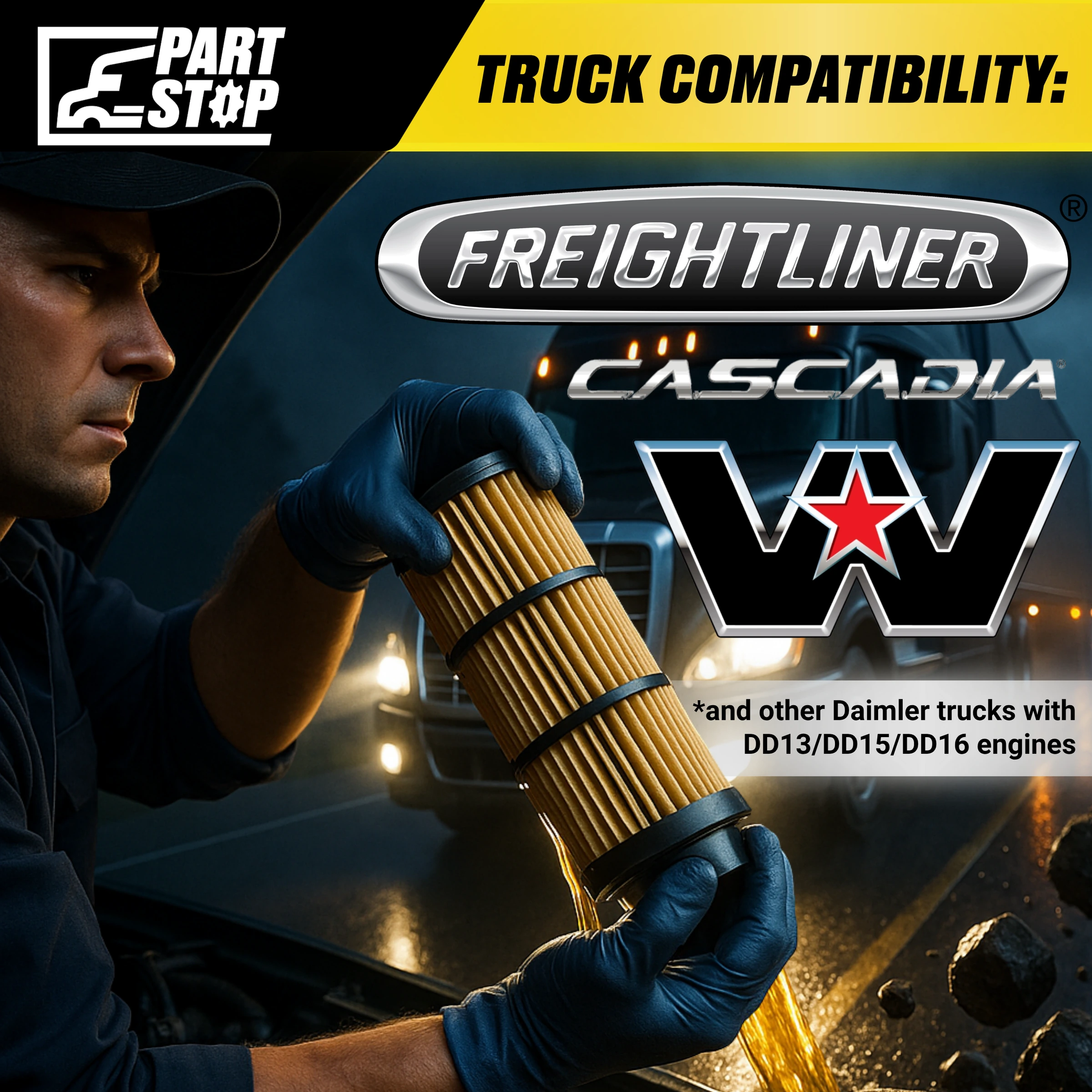 Oil Filter Fits DD13 DD15 DD16 Fits Freightliner  A4731800909 — infographic