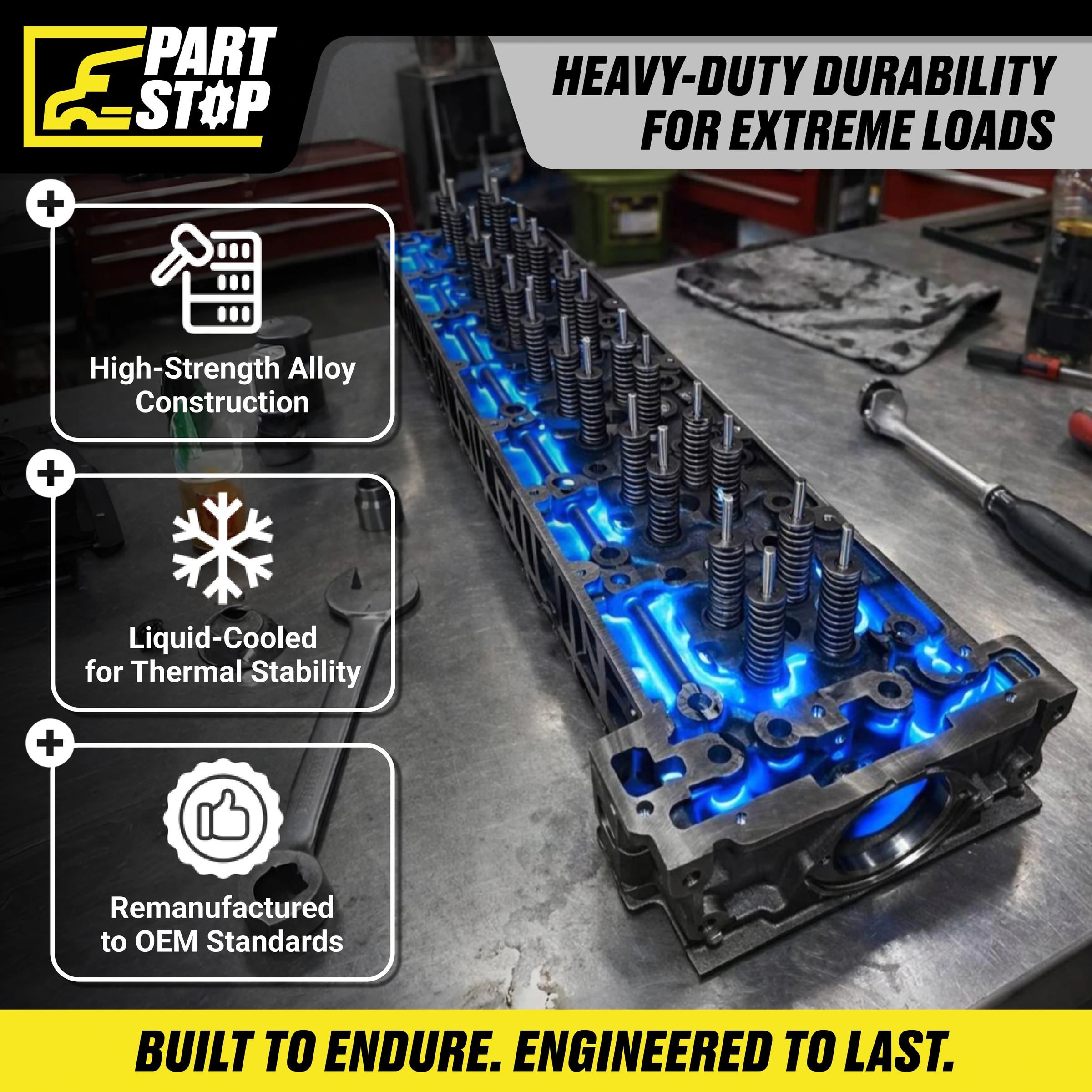 Detroit DD15 Cylinder Head A4730102620 6-Cyl EPA10 GHG14 Freightliner Cascadia — infographic