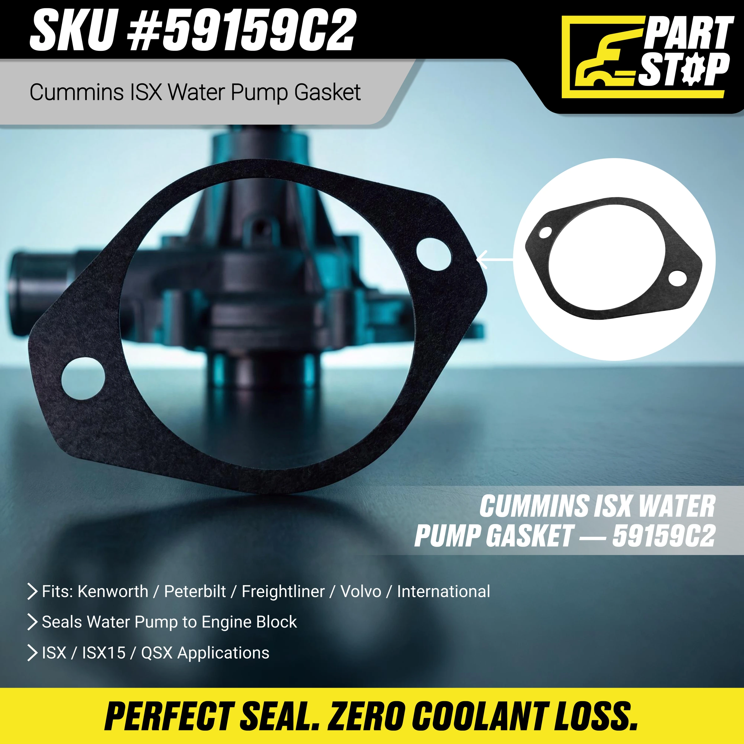 4 Pack of 591597C2  Water Pump Gasket Fits Cummins ISX  Kenworth Peterbilt — infographic