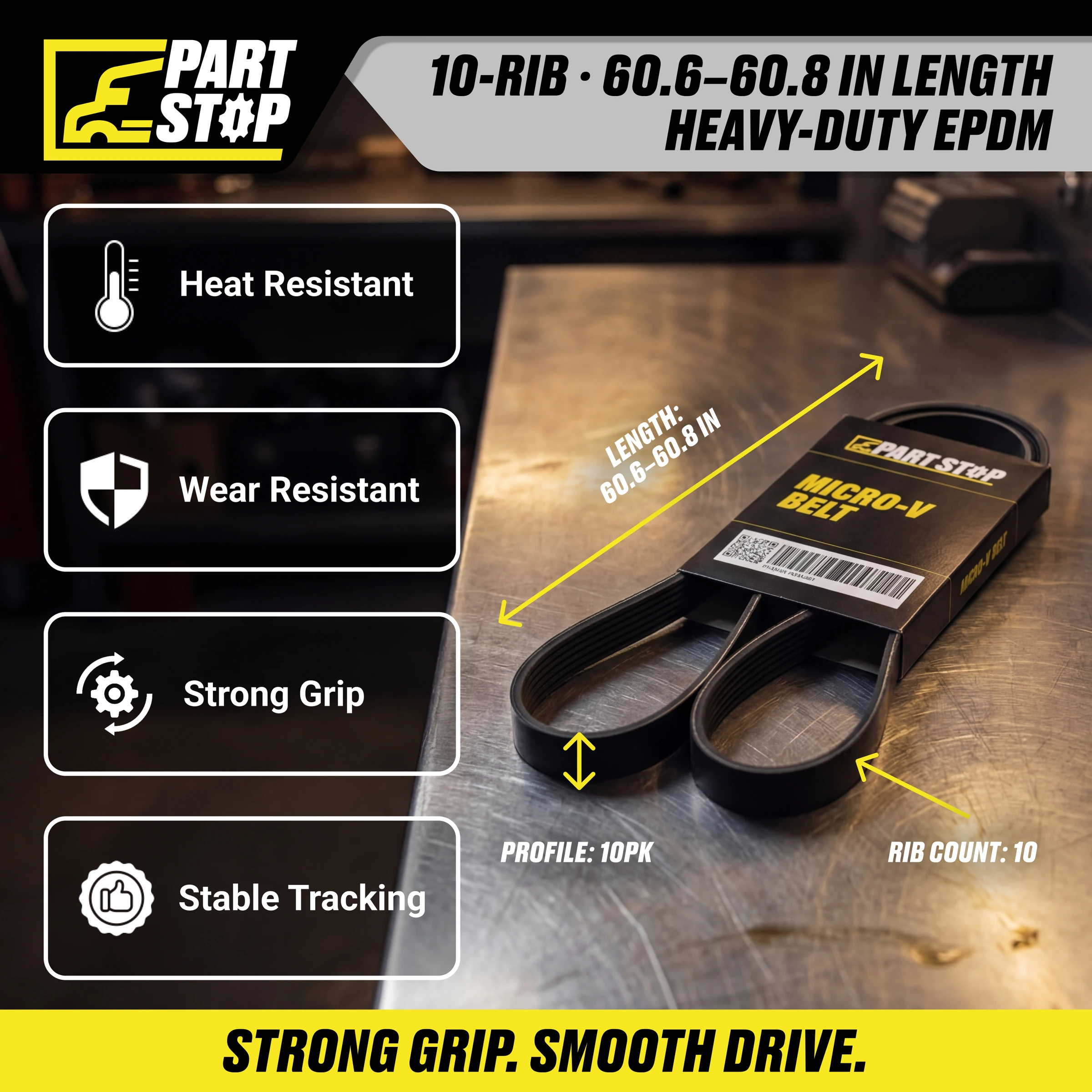 Micro Belt V-Ribbed fits International LT 5100608 1687-798-C , 4100607 10PK1540 — infographic