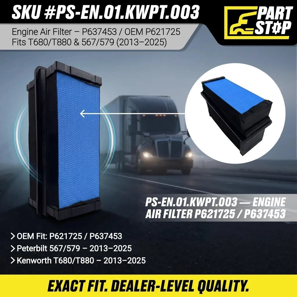 Engine Air Filter Fits Peterbilt/Kenworth Air Filter Direct P637453 P621725 — infographic