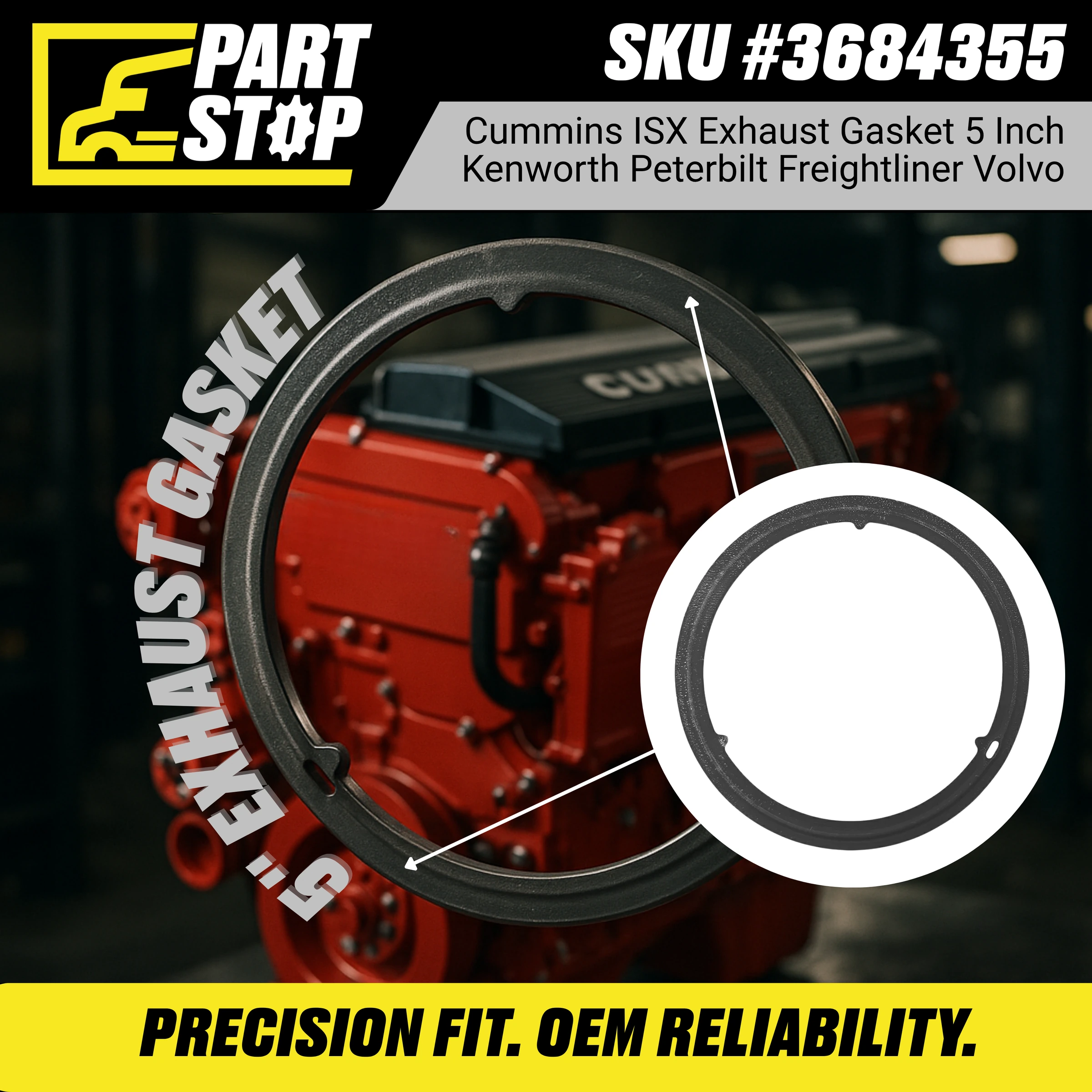 3684355 Exhaust Gasket Fits Cummins ISX Peterbilt Fits Kenworth — infographic