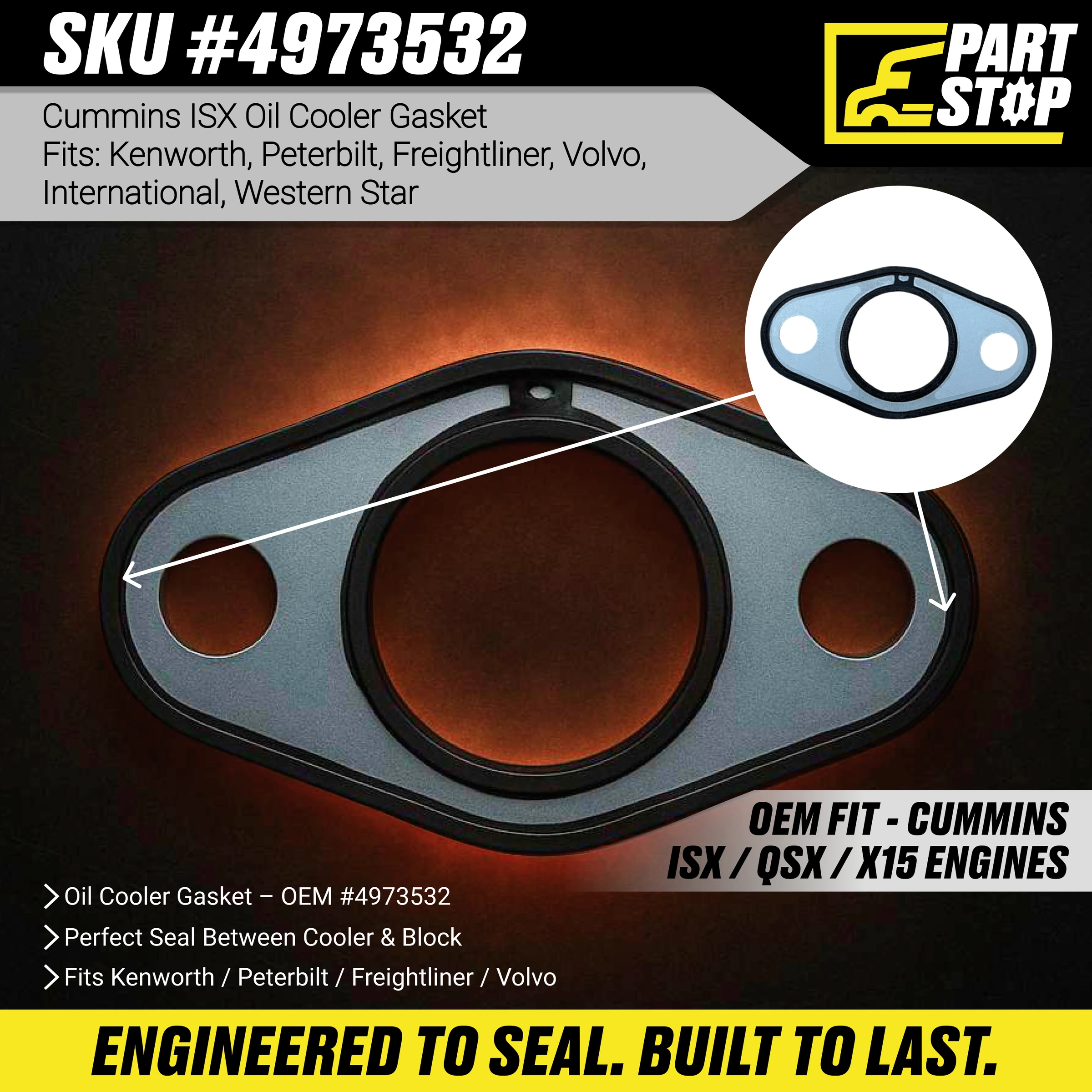 4973532 Oil Cooler Gasket Fits Cummins ISX Fits Kenworth — infographic
