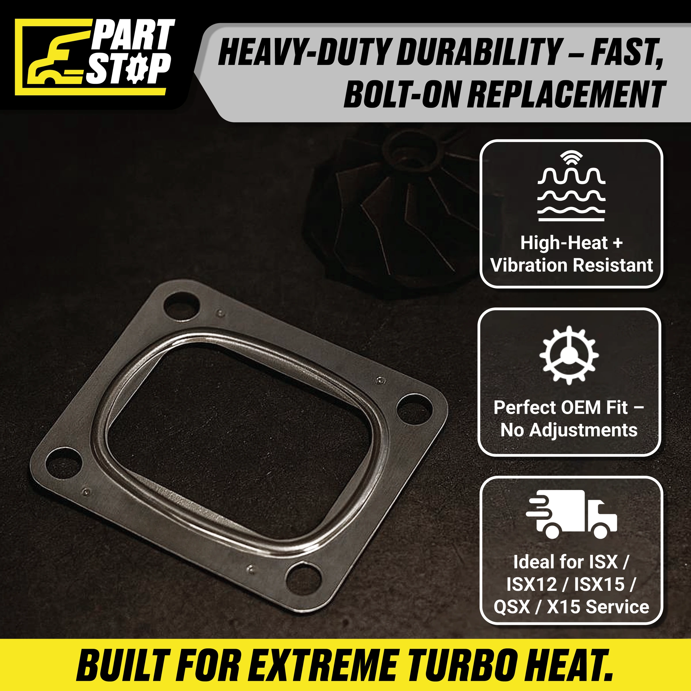 3693798 Turbocharger Gasket Fits Cummins ISX Diesel Turbo-to-Manifold — infographic