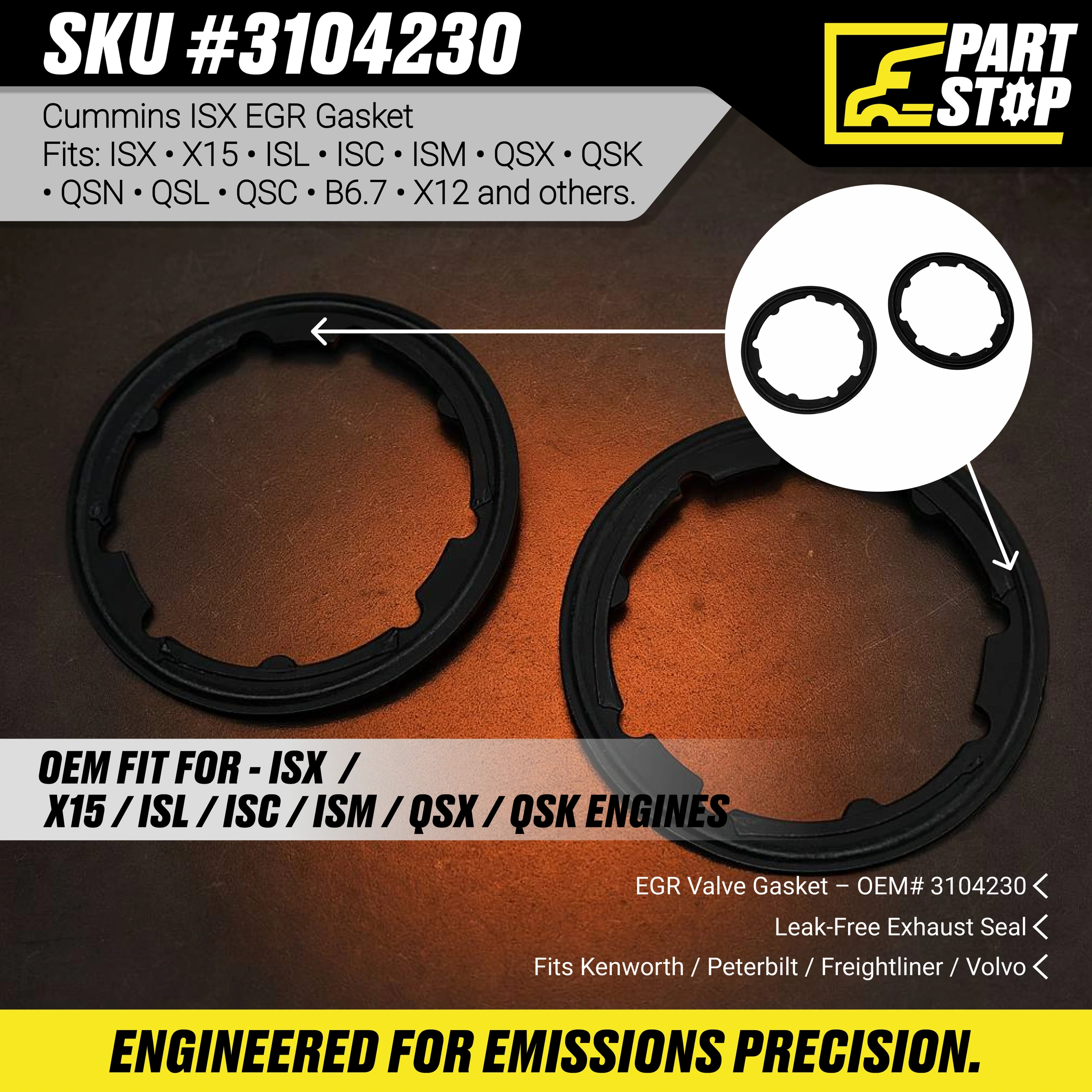 3104230 EGR Valve Gasket Fits Cummins ISX ISX15 Diesel — infographic
